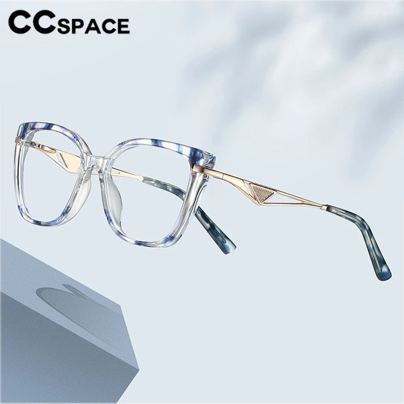 CCspace Women's Full Rim Square Cat Eye Titanium Eyeglasses Frame - Lightweight TR90 Material for All-Day Comfort - Perfect for Office, Reading & Fashion Accessories