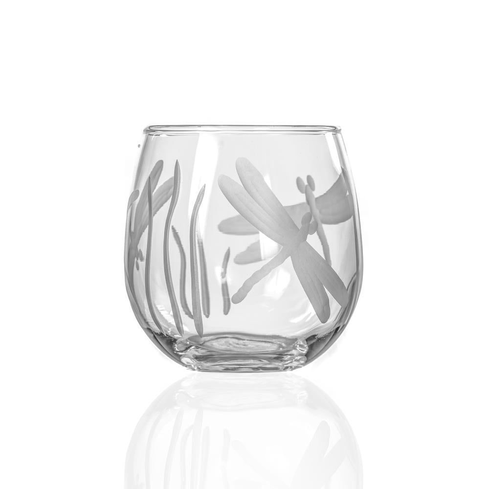 Premium Dragonfly 16.75oz Stemless Wine Glasses Set of 2 - Shatter-Resistant, Dishwasher Safe Tumblers for Red Wine, Cocktails & Beverages - Perfect for Dinner Parties, Outdoor Gatherings & Home Entertaining