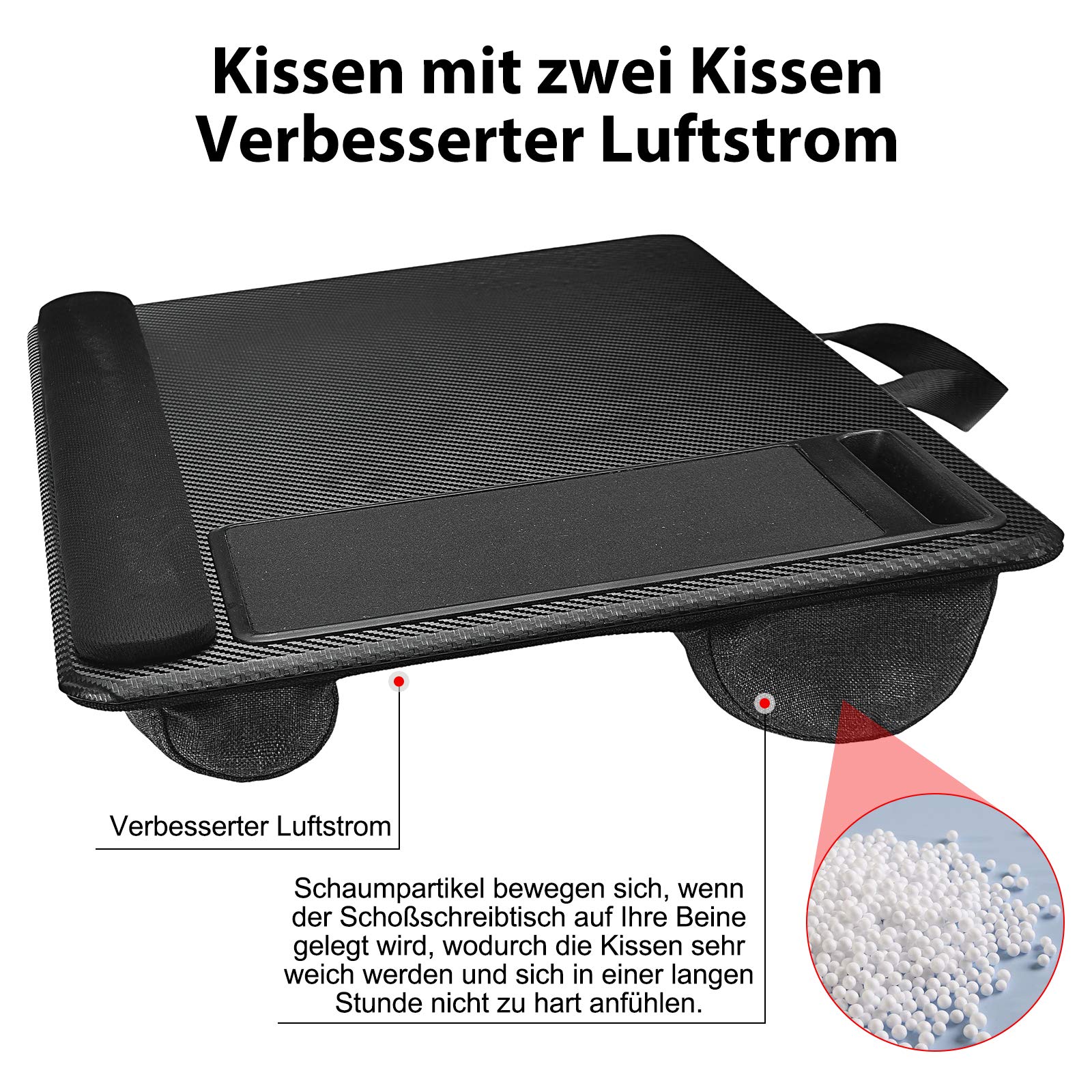 Ergonomic Laptop Cushion for Bed & Couch - Cooling Pad with Mouse Pad & Wrist Support - Portable Lap Desk Tray Fits 17