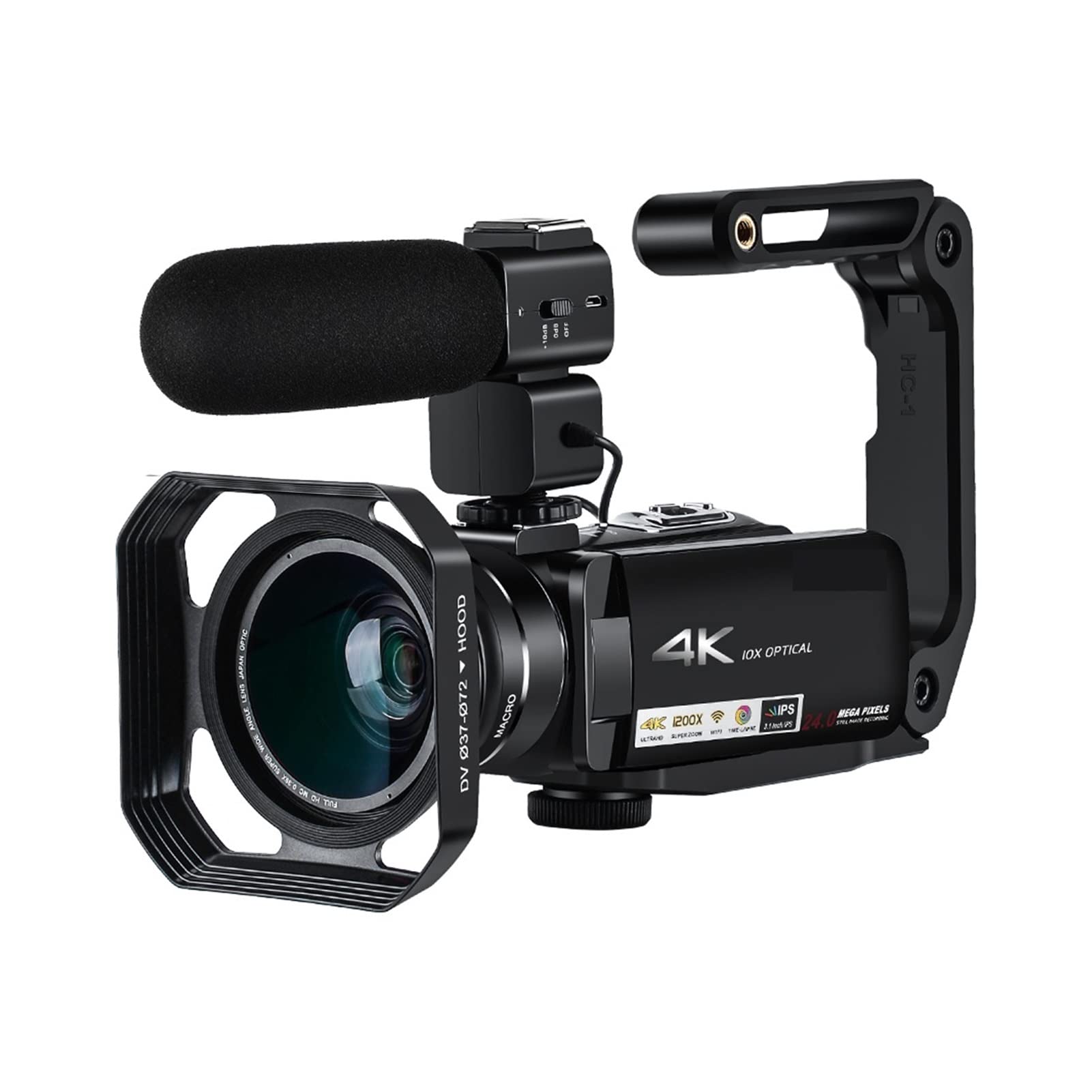 4K Digital Vlogging Camera with 10X Optical Zoom - Professional HD Camcorder with External Microphone for YouTube, Travel & Action Videos | Bundle A (Man-hj AC7) - Perfect for Vloggers, Content Creators & Travel Filming