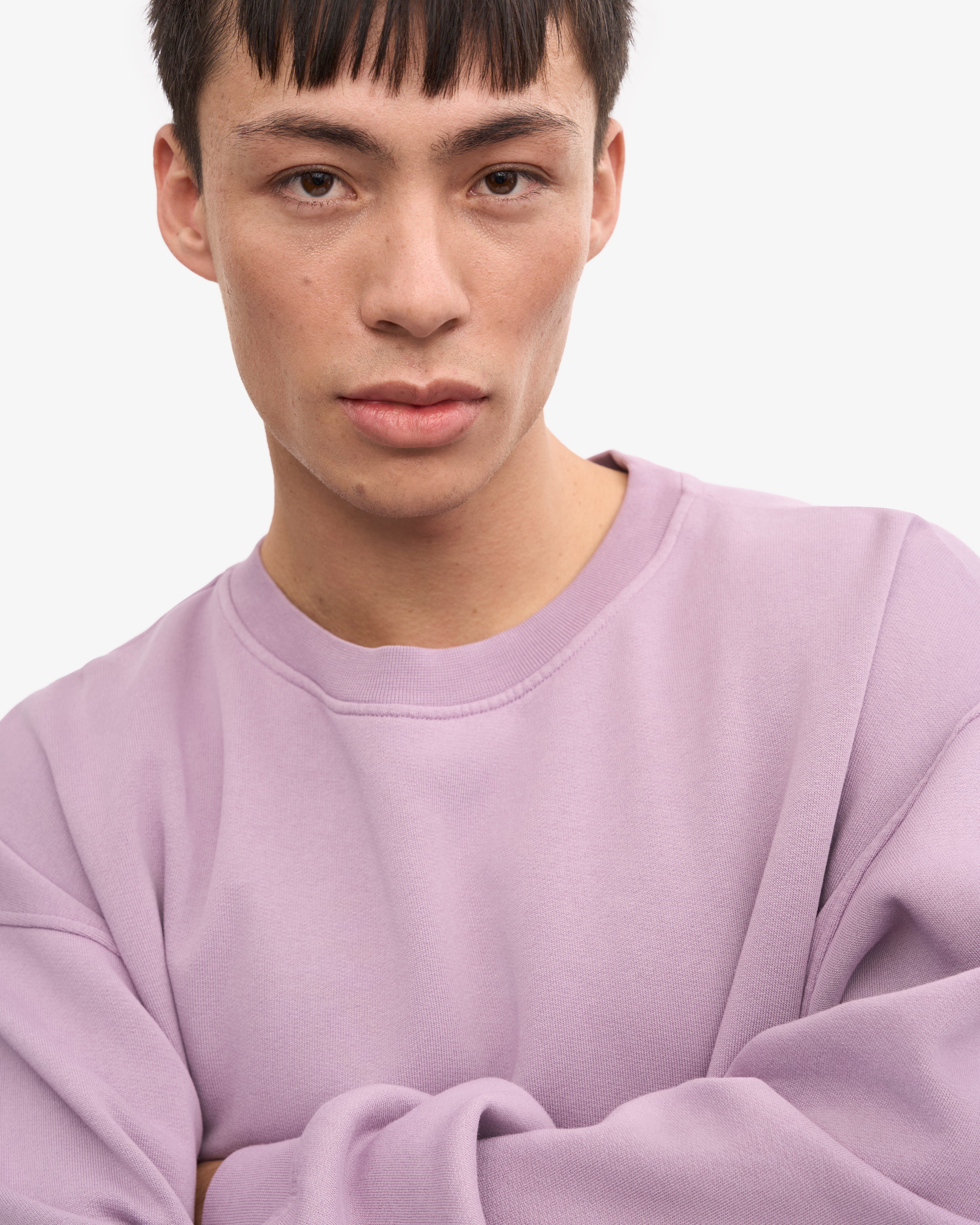 Organic Oversized Crewneck Sweatshirt for Women - Soft & Comfortable Pearly Purple Pullover for Casual Wear, Lounge & Street Style