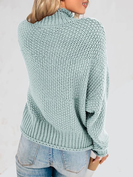 ADJHDFH Women's Oversized Turtleneck Sweater - Batwing Long Sleeve Chunky Knit Pullover Jumper | Cozy Winter Fashion, Casual Office Wear & Holiday Outfits