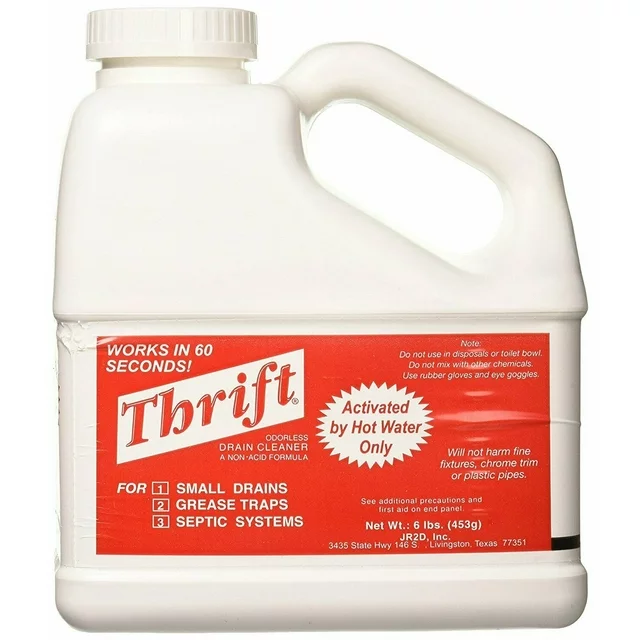 Thrift Odorless Drain Cleaner - Powerful Clog Remover for Kitchen & Bathroom Sinks, Showers, Tubs - Safe & Effective Pipe Maintenance Solution