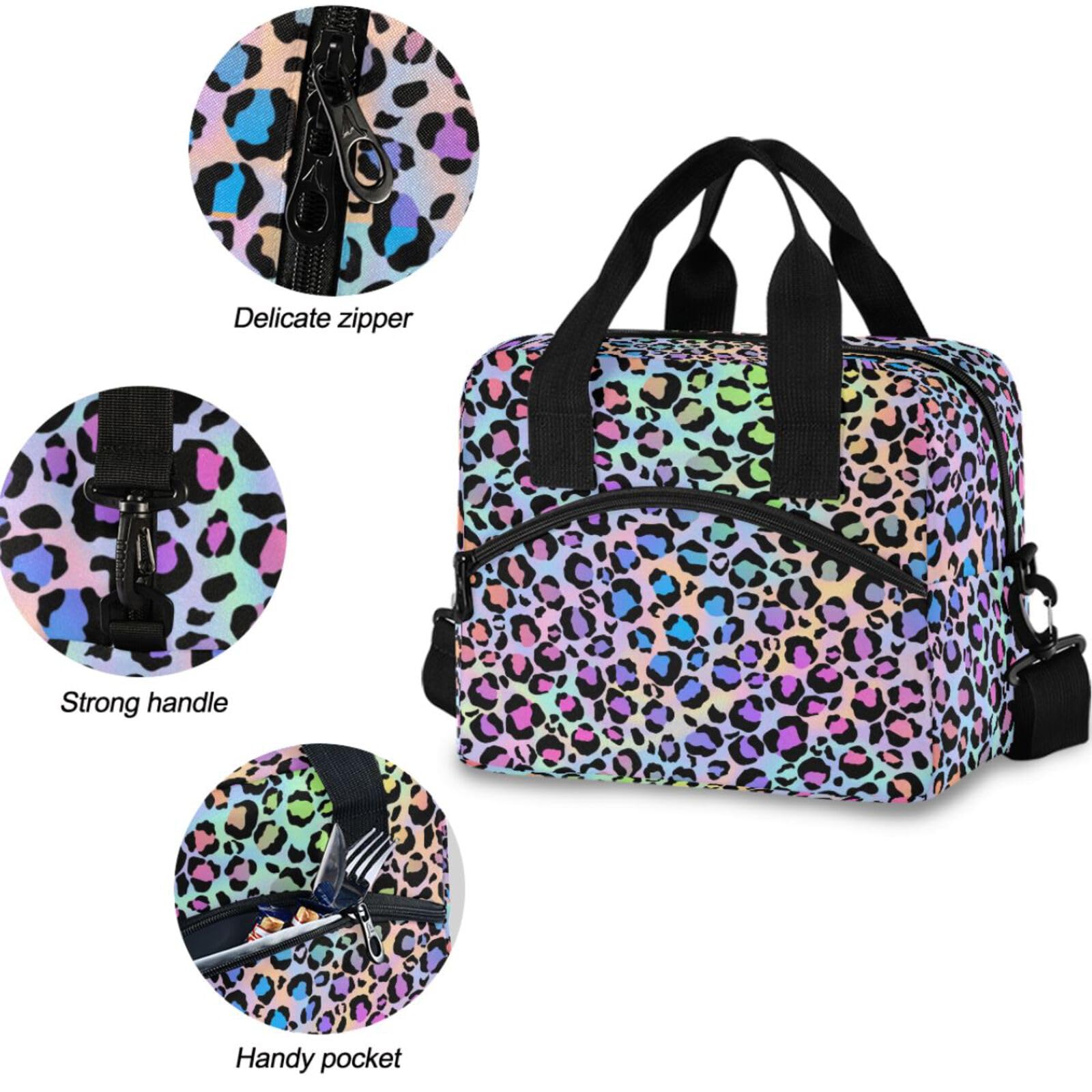 MNSRUU Insulated Lunch Bag - Leopard Print Cooler Tote for Women & Men, Reusable Leakproof Lunch Box for Work, School, Office, Picnic, Travel - Perfect for Teens & Adults