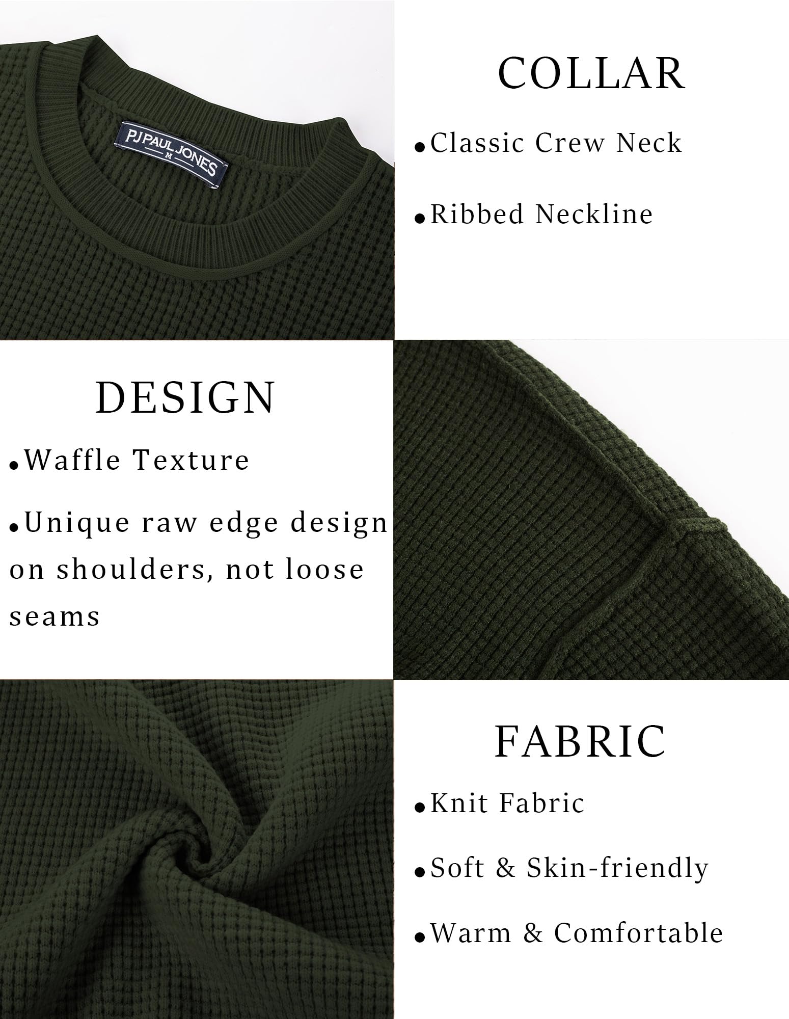 PJ Paul Jones Men's Crewneck Knit Sweater - Casual Waffle Pullover for Men | Warm Winter Fashion, Office Wear & Outdoor Activities