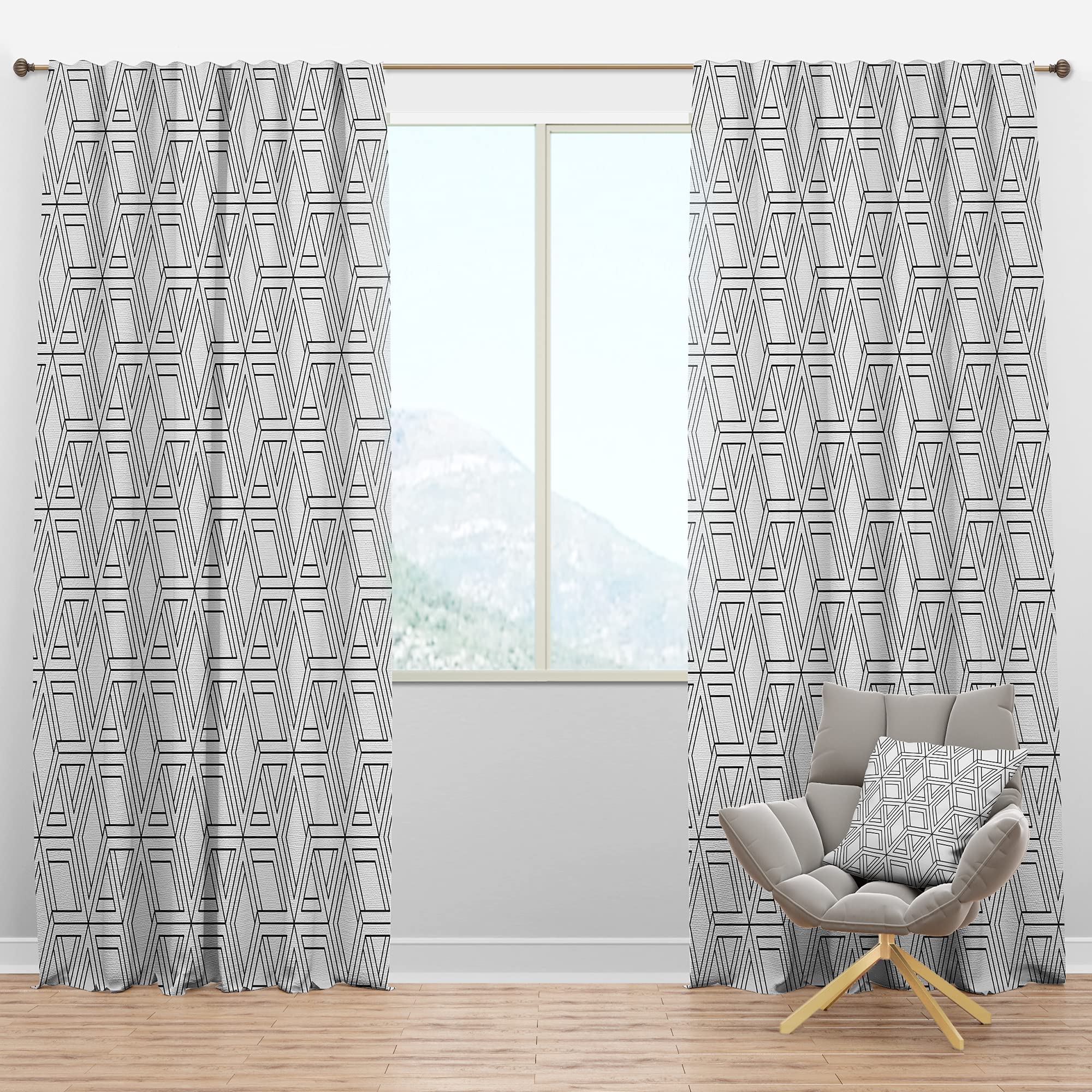 Blackout Curtains with Geometric Op Art Design - Thermal Insulated Bedroom & Living Room Drapes (52x84, Single Panel) for Better Sleep & Energy Efficiency
