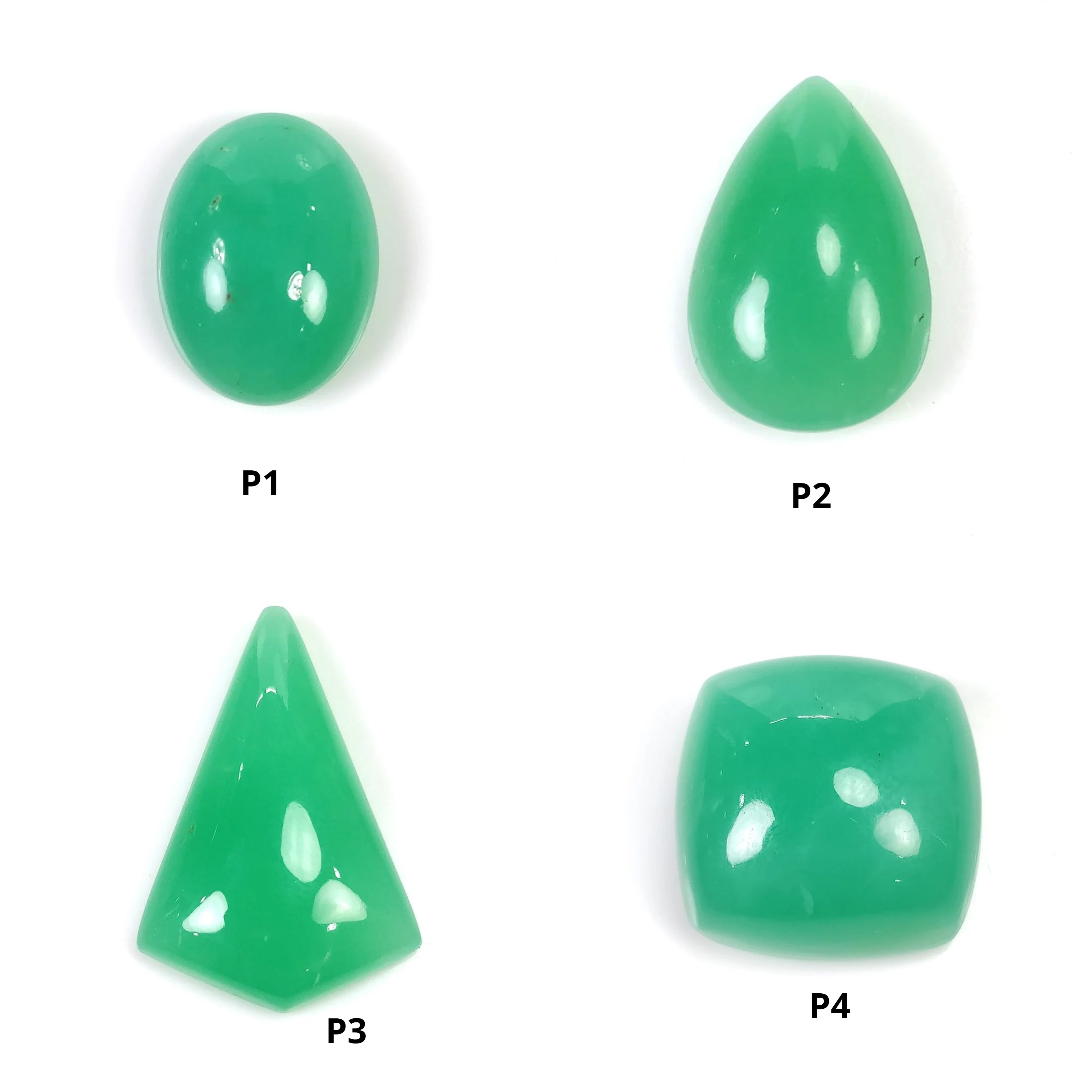 Natural Green Chrysoprase Gemstone Cabochon - Untreated, Unheated, Square & Oval Shapes (20x14mm to 33x22mm) for Jewelry Making, Wire Wrapping, and Healing Crystal Collections