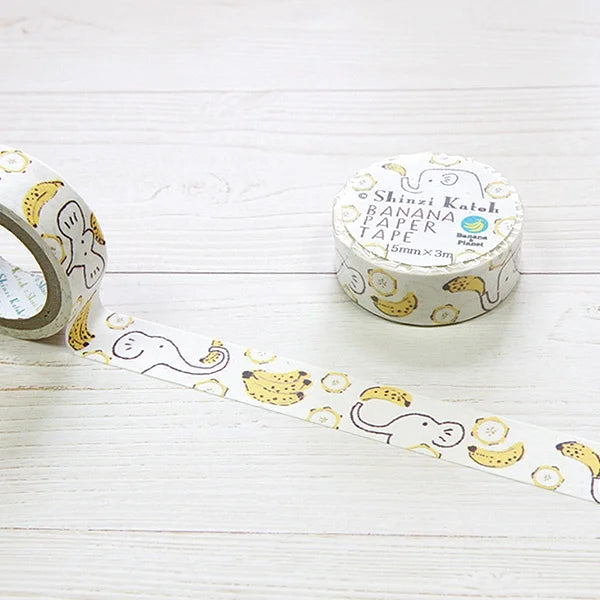 Banana & Elephant Washi Tape - Decorative Japanese Paper Tape for Scrapbooking, Journaling, DIY Crafts, and Gift Wrapping - Perfect for Bullet Journals, Planners, and Home Decor