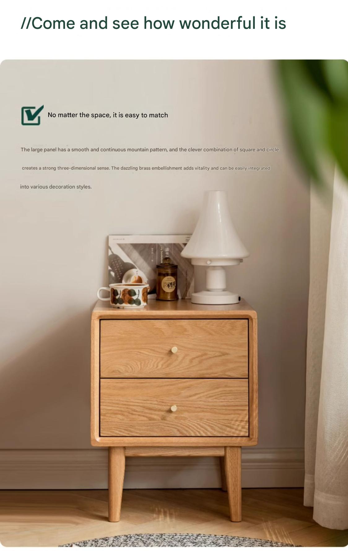 Solid Oak Wood Nightstand - Sturdy Bedside Table with Drawer for Bedroom, Living Room, or Office - Perfect for Storage & Decor