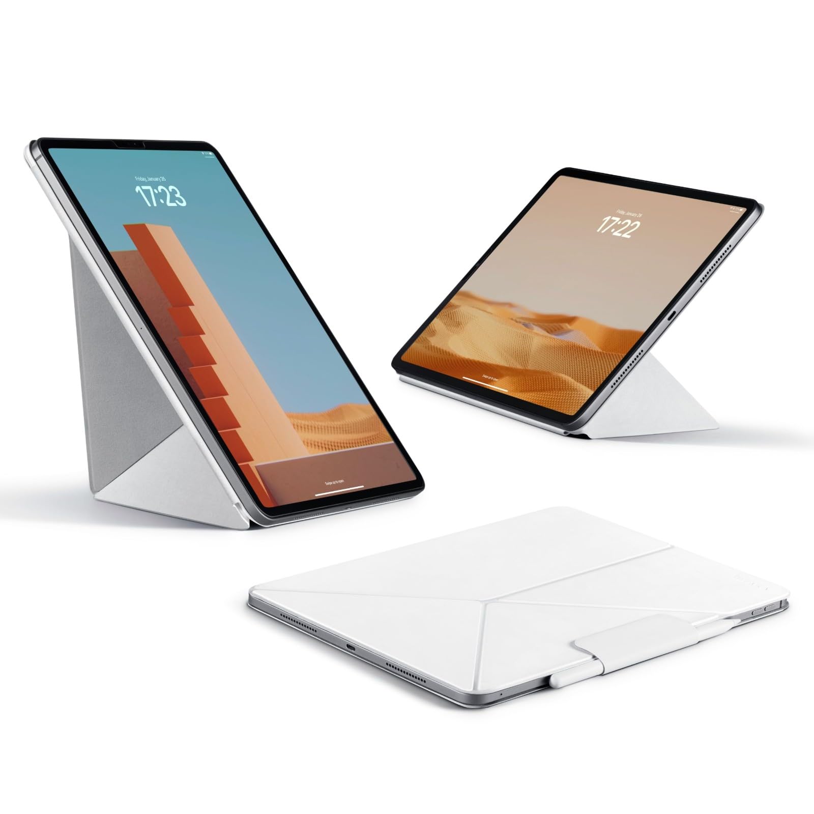PITAKA Magnetic Case for iPad Pro 13 Inch (2024) | Compatible with iPad Pro M4 | Slim Protective Cover with Apple Pencil Holder | 4 Adjustable Stand Angles | White | Perfect for Work, Study & Entertainment