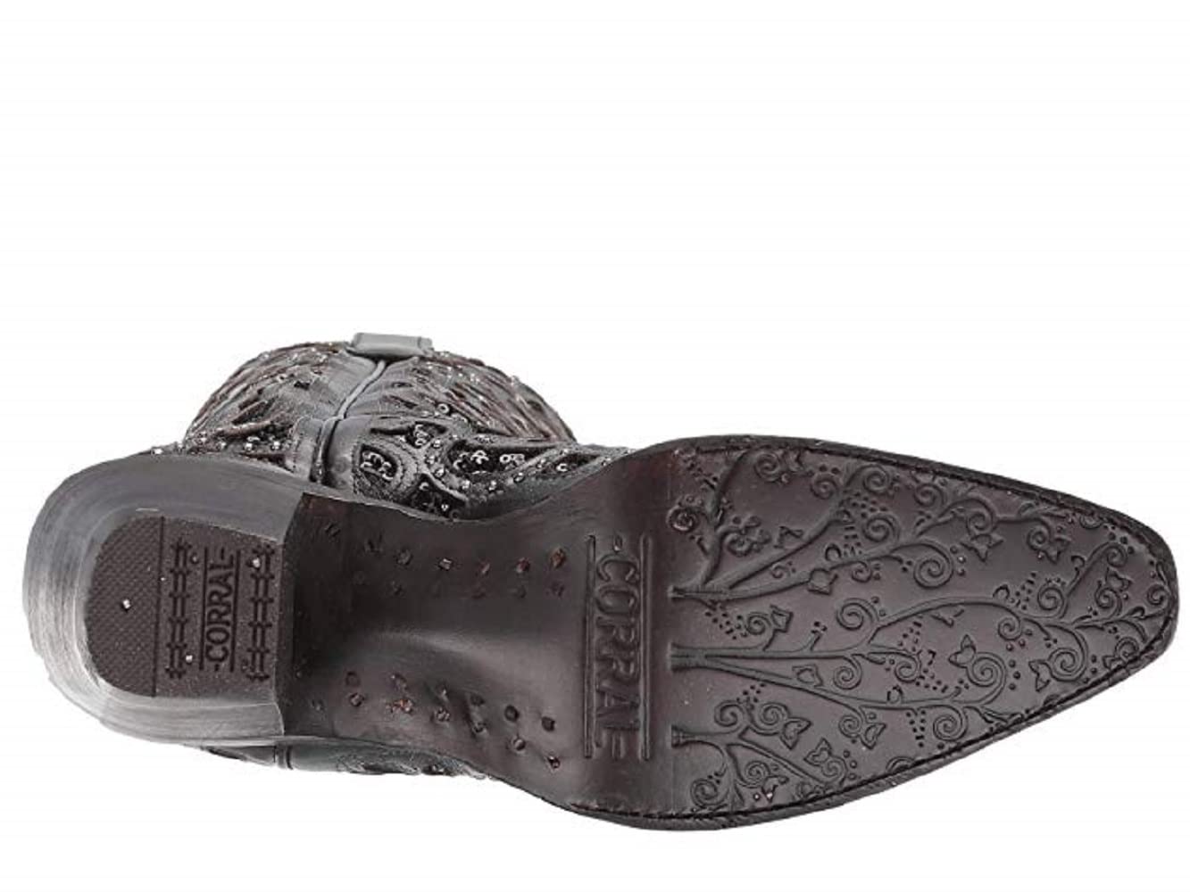 Floral Studded Rhinestone Cowgirl Boots for Women - Knee High Western Boots with Sequins & Tooled Inlay - Snip Toe Casual Boots 1-2