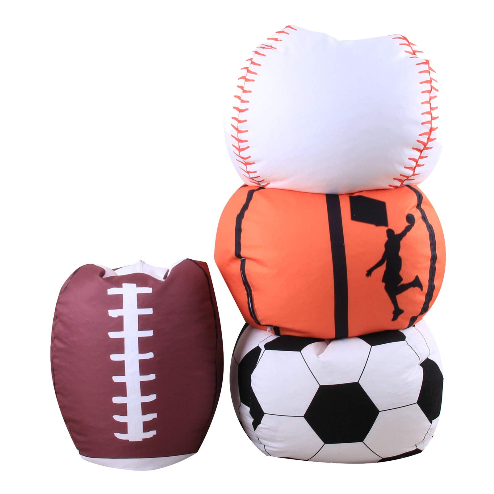 Premium 18-inch Beanbag Covers for Plush Toy Storage - Durable Stuffed Animal Organizer with Rugby Design | Perfect for Kids' Room, Playroom & Nursery Organization