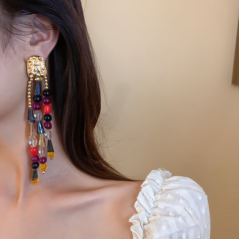 Boho Colorful Crystal Chandelier Earrings for Women | HE6477 | Elegant Dangle Earrings for Party, Wedding & Special Occasions