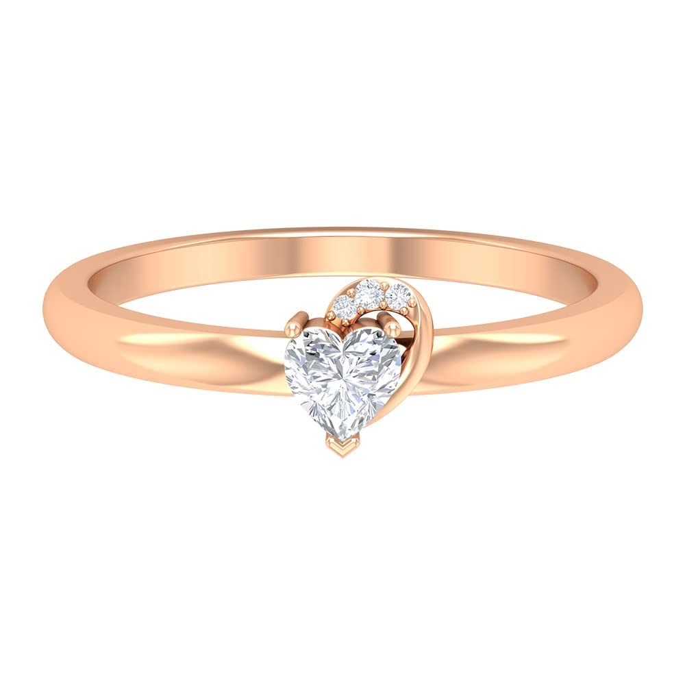 0.25 CT Natural Heart-Shaped Diamond Promise Ring for Women - 14K Solid Gold Engagement Band - Perfect for Anniversaries, Valentine's Day & Proposals