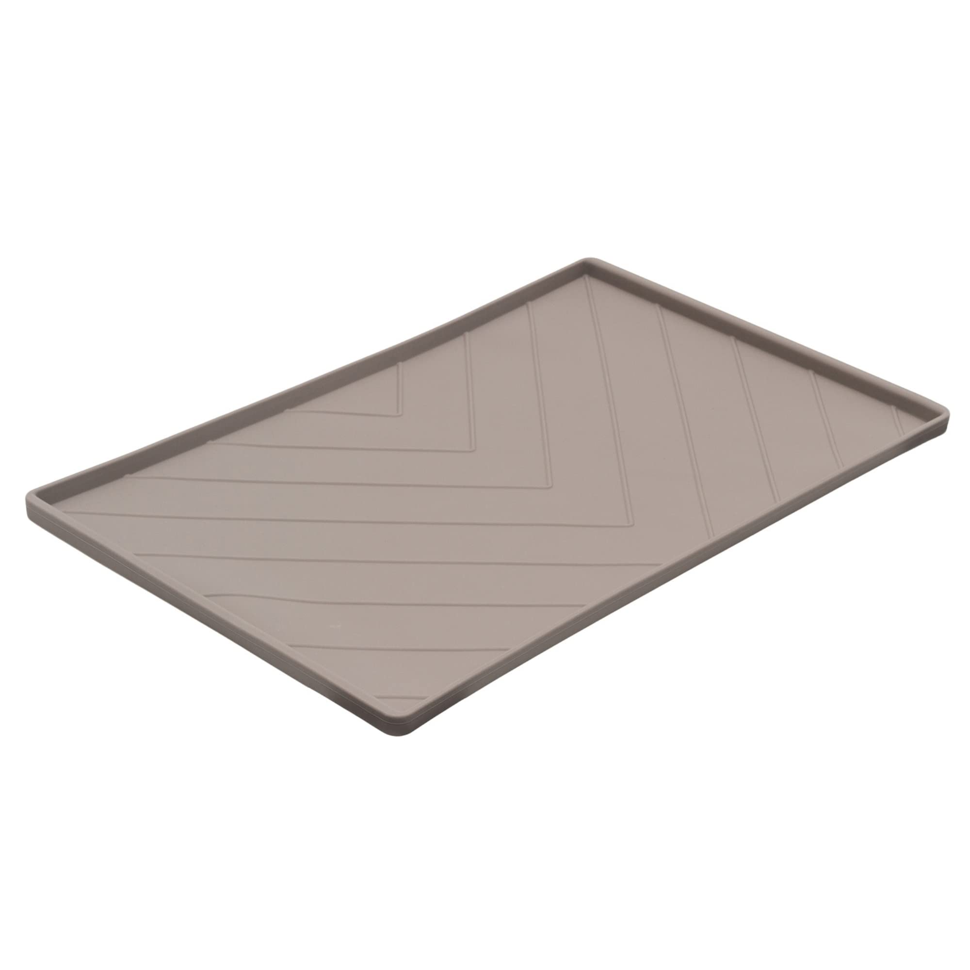 **Non-Slip Silicone Dog Bowl Mat with Raised Edge & Metal Rod Reinforcement | Spill-Proof Pet Feeding Mat for Dogs & Cats | Large 24” x 16” Dark Grey | Perfect for Messy Eaters & Easy Cleanup**