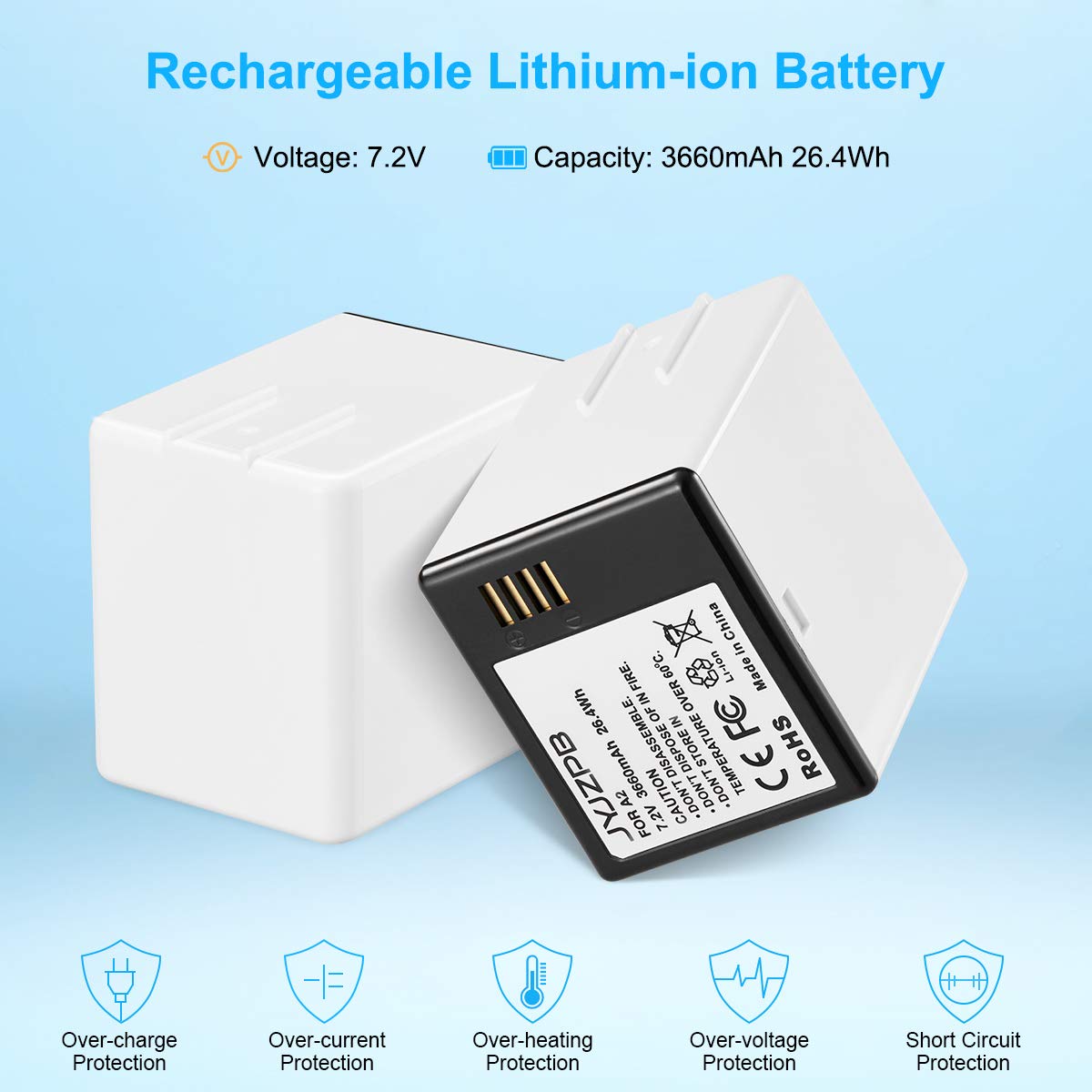 7.2V 3660mAh Rechargeable Li-ion Battery Pack & Dual Charger for Arlo Go Camera - Long Lasting Power Supply for Outdoor Security Surveillance & Travel Use