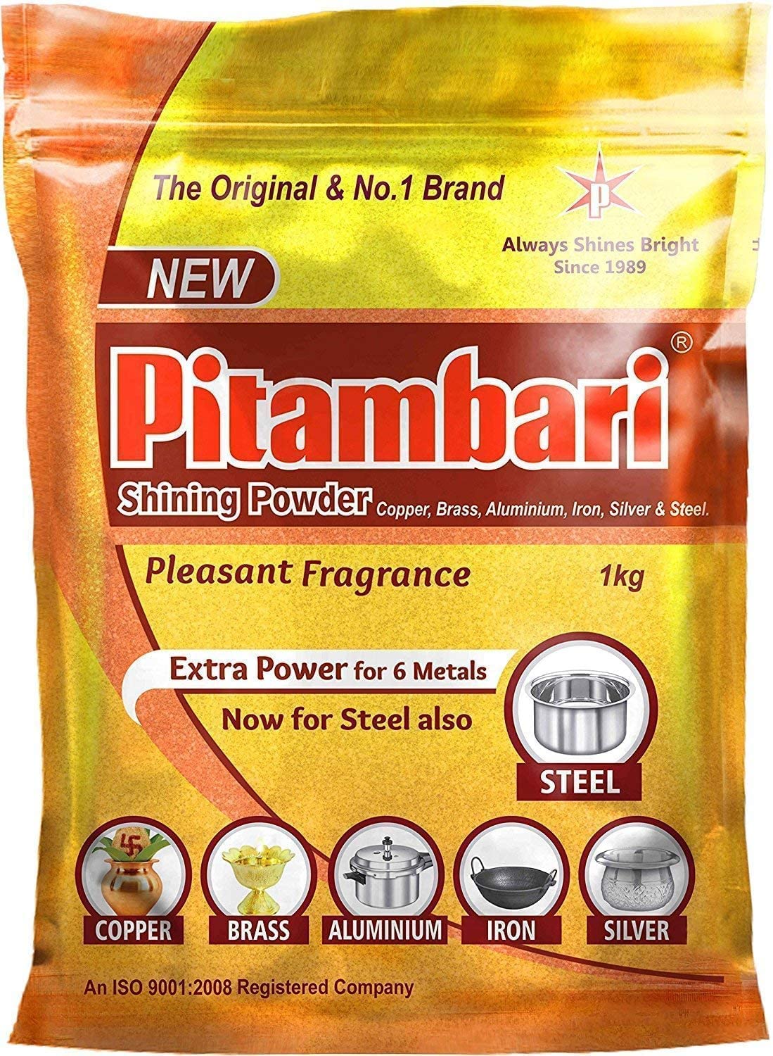 Pitambari Shining Powder - 1KG Metal Cleaner for Gold, Silver, Brass, Copper, Aluminum & Steel (Pack of 3) | Jewelry & Utensil Polish for Home & Professional Use