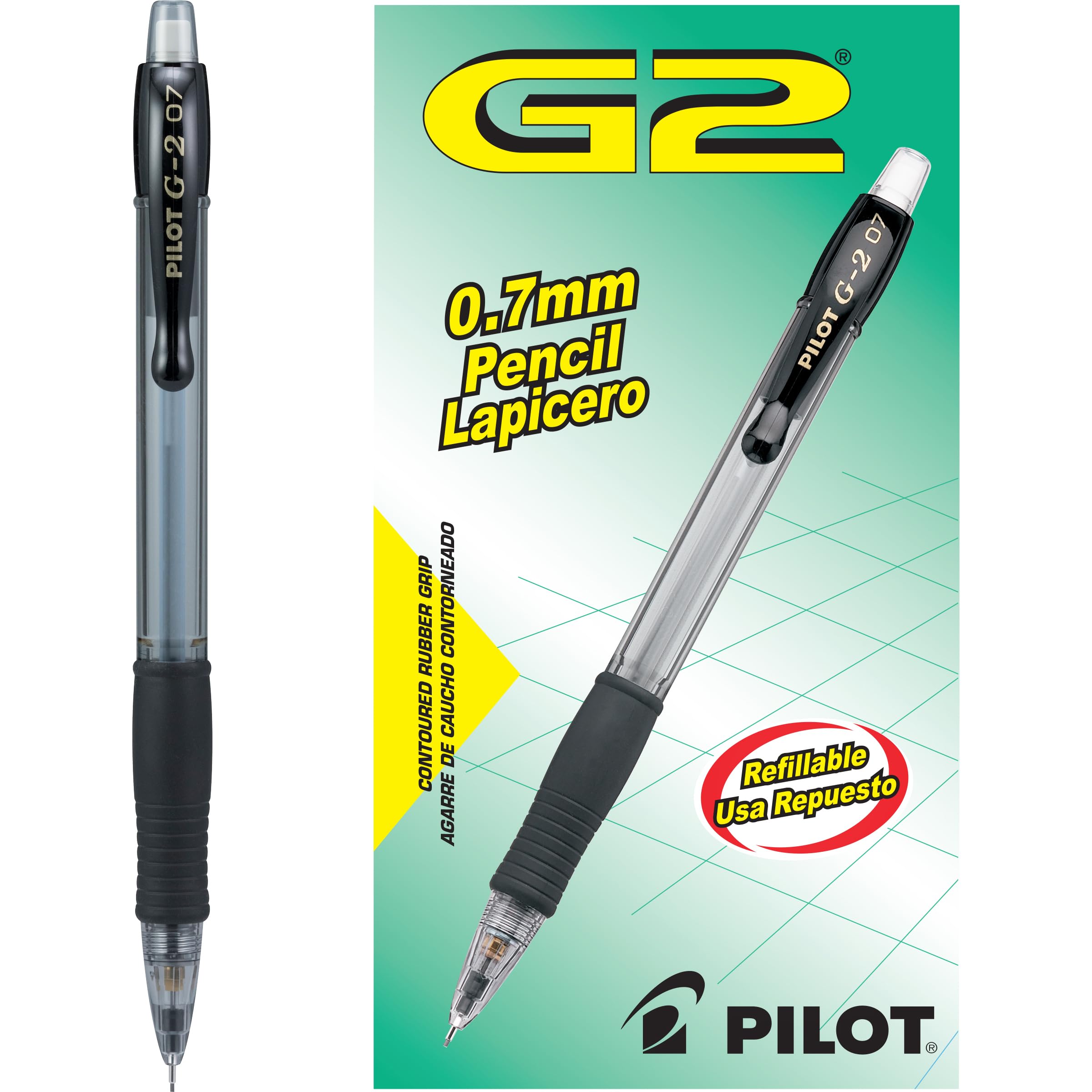 Premium Pilot G2 Mechanical Pencils 0.7mm HB Lead - 12 Pack Black Accent Writing Tools for School, Office & Sketching | Smooth Writing & Comfort Grip for Students, Professionals & Artists