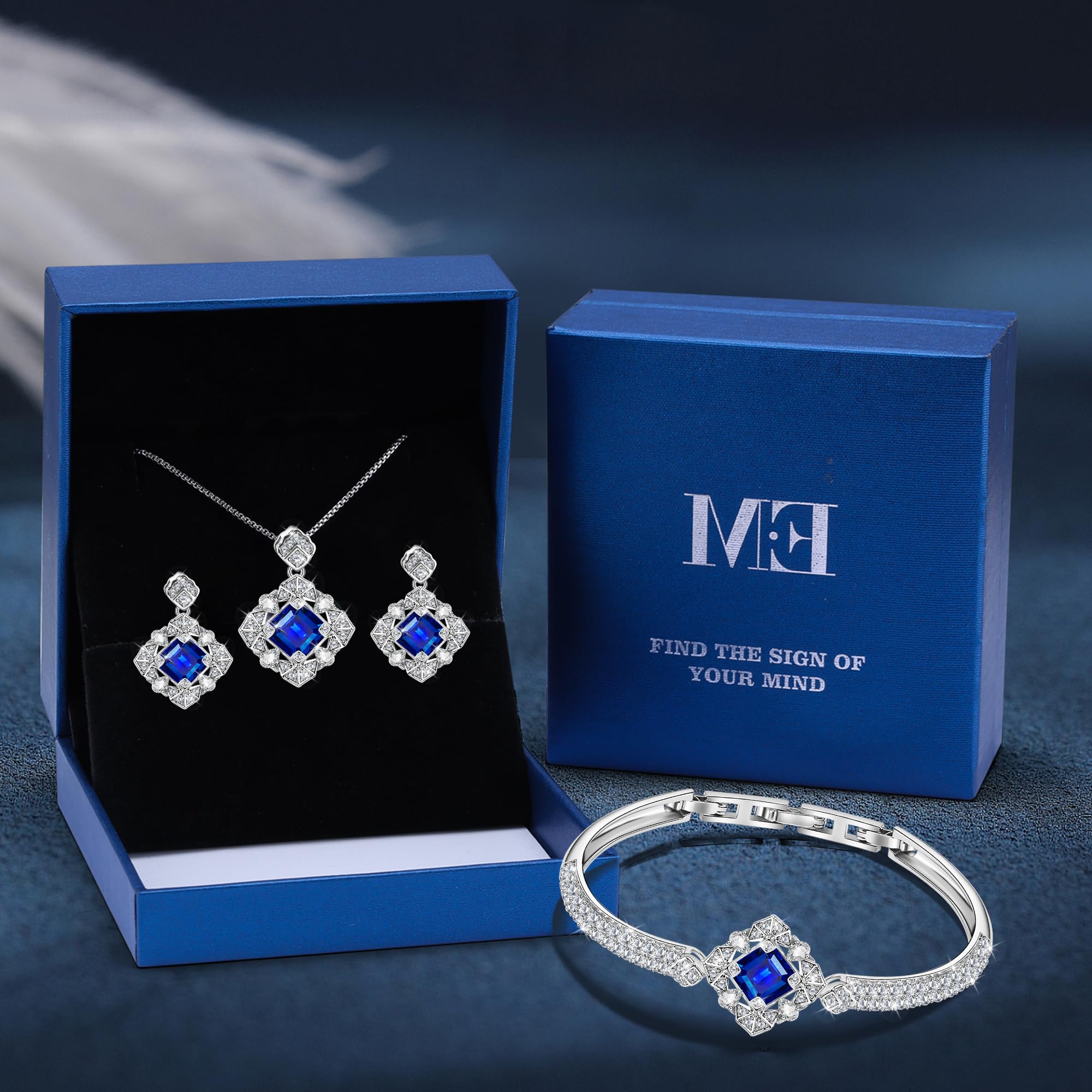 Blissful Angel Women's Jewelry Set - Crystal Bracelet, Necklace & Earrings for Wife, Girlfriend, Mother | Elegant Gift for Special Occasions, Anniversaries, Birthdays & Valentine's Day