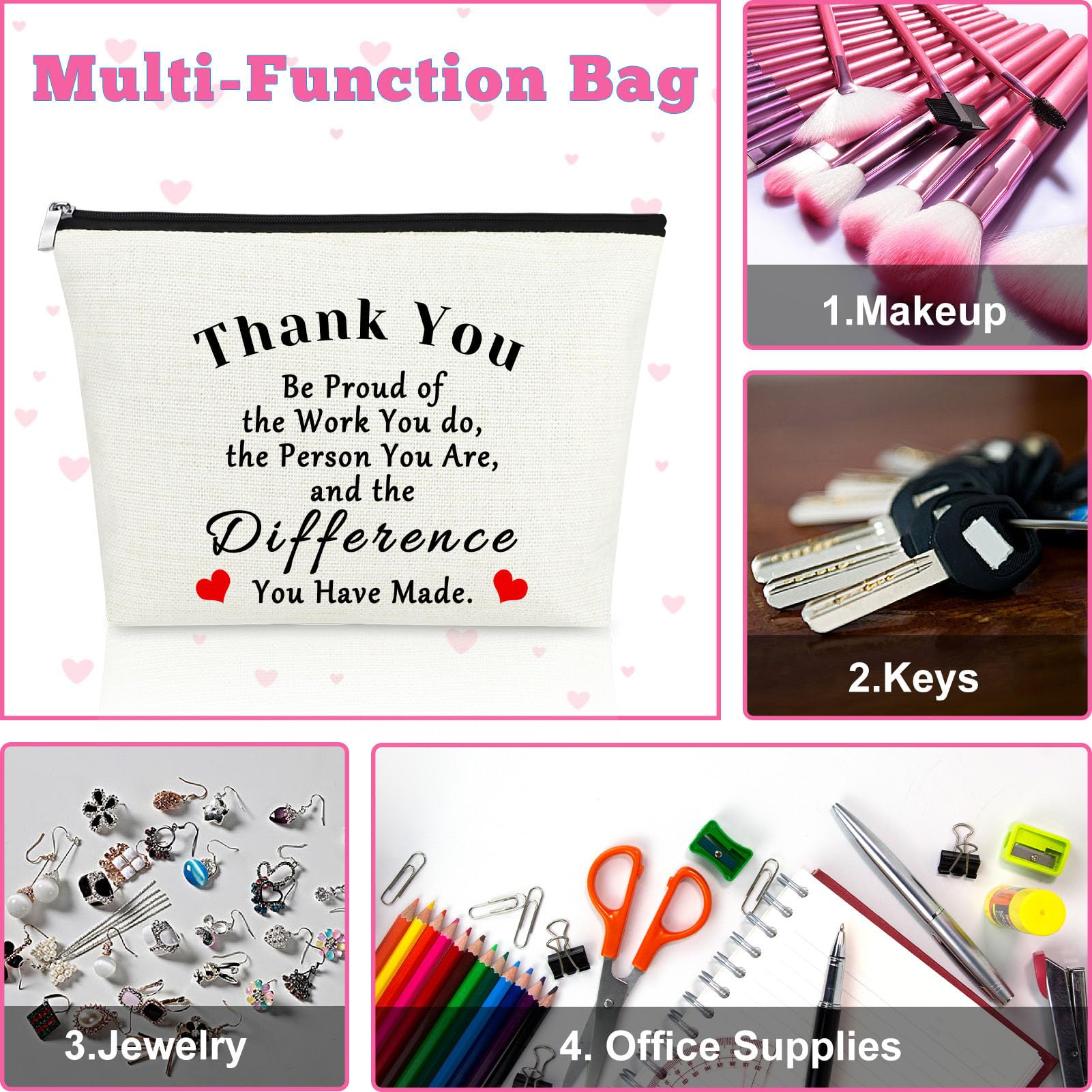**Elegant Makeup Bag for Women - Perfect Thank You Gift, Employee Appreciation, Coworker Farewell, Retirement or Birthday Gift - Ideal for Travel, Office & Daily Use**