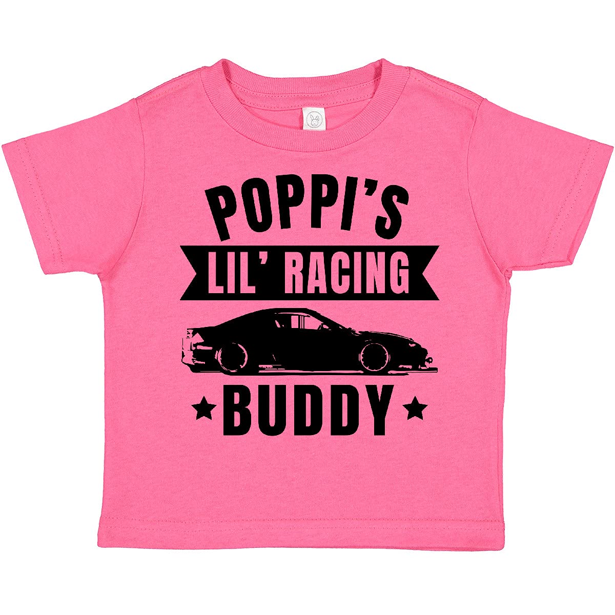 Inktastic Poppis' Lil' Racing Buddy Toddler T-Shirt - Cute Car Silhouette Graphic Tee for Boys & Girls - Perfect for Playdates, Races & Casual Outings