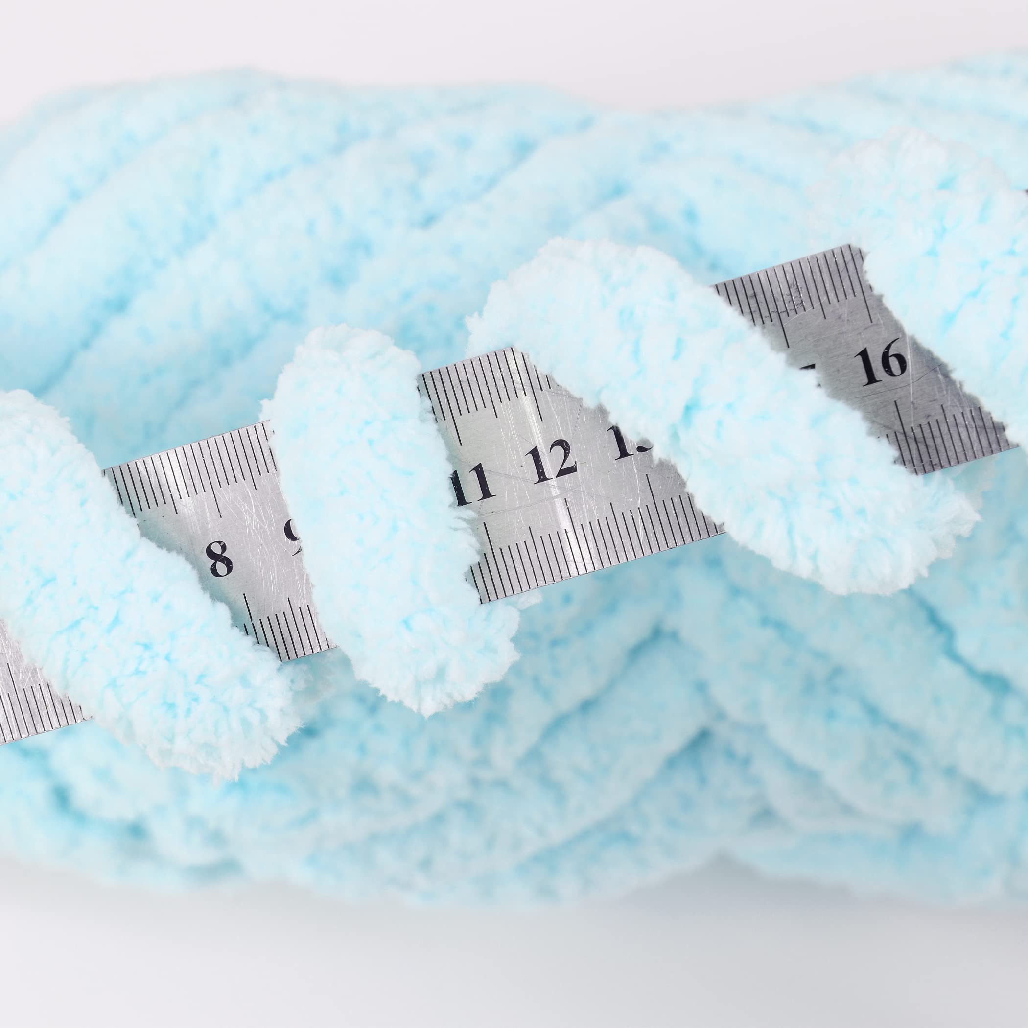 Chunky Chenille Yarn for Arm Knitting - 12-Pack (3kg/6.6lb) Soft Bulky DIY Yarn for Knitting Blankets, Cushions, Scarves - Perfect for Home Decor, Sofa Throws & Cozy Winter Crafts (Light Blue)