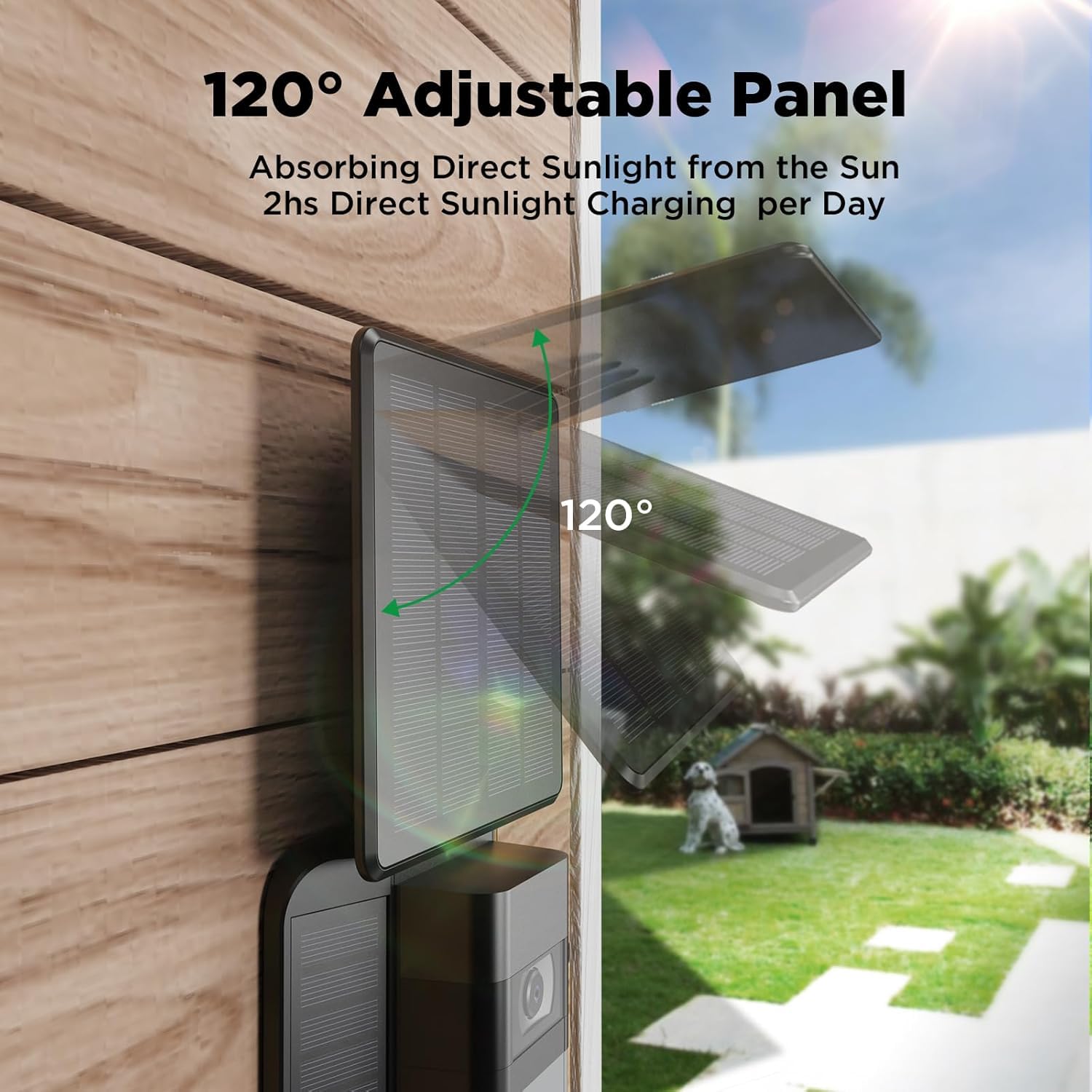 QIBOX Solar Panel for Ring Video Doorbell 4/3/3 Plus & Battery Doorbell Plus - Waterproof Adjustable Solar Charger with Continuous Power Supply - Perfect for Home Security & Outdoor Surveillance