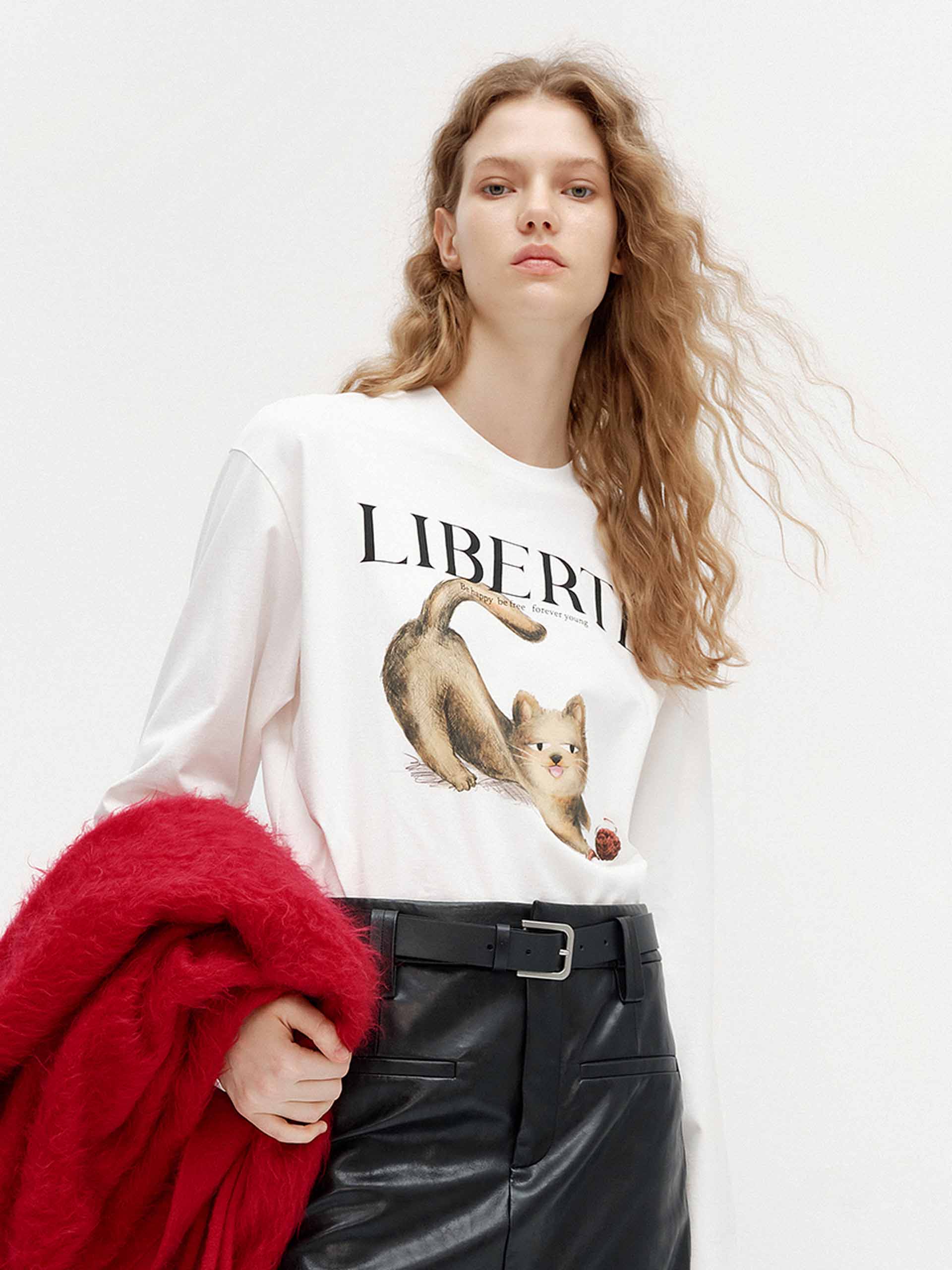 Stylish Loose Fit Cat Print T-Shirt for Women - Comfortable Casual Tee for Everyday Wear, Outings & Cat Lovers