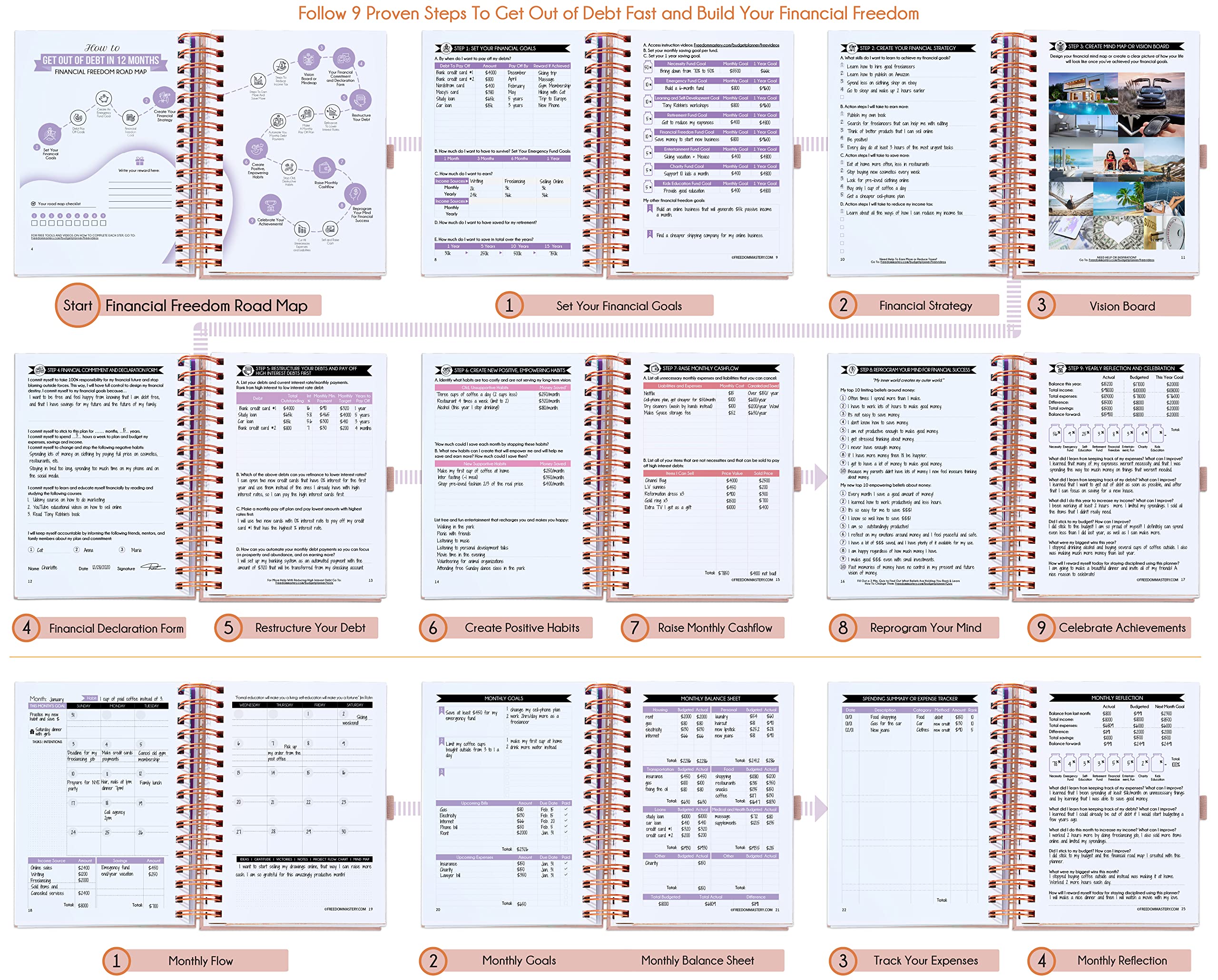 2025 Spiral Budget Planner & Monthly Bill Organizer with Pockets - Finance Journal, Debt Tracker for Bill Payments & Savings | 12-Month Financial Freedom Planner for Home, Office & Personal Money Management