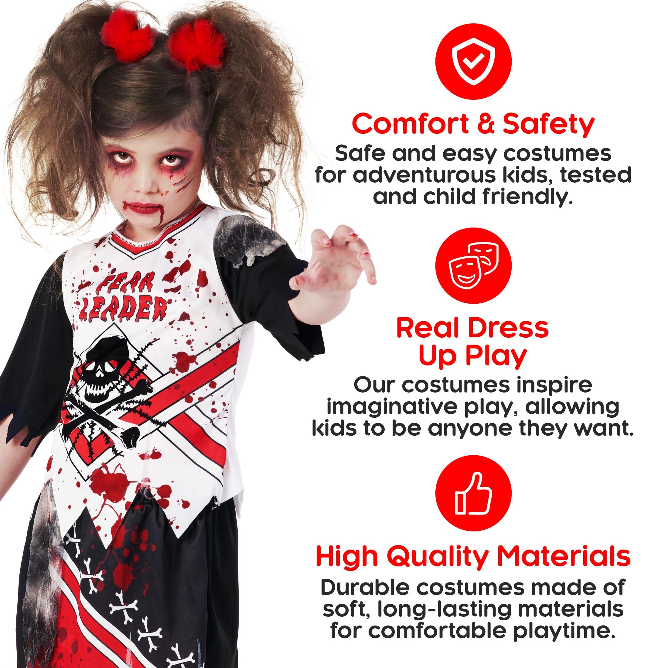 Scary Zombie Cheerleader Halloween Costume for Girls | Morph Zombie Fearleader Outfit | Perfect for Halloween Parties, Trick-or-Treating & Cosplay