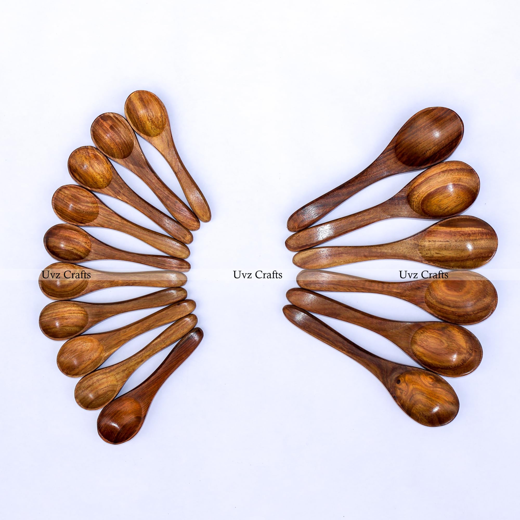 Wooden Mini Spoons Set - 6 Inch Small Wooden Scoops for Spices, Sugar, Salt, Herbs, Tea & Coffee - Perfect for Spice Jars, Sugar Bowls, Bath Salts & Condiments - 6-Piece Wooden Teaspoon Set for Kitchen & Home Use
