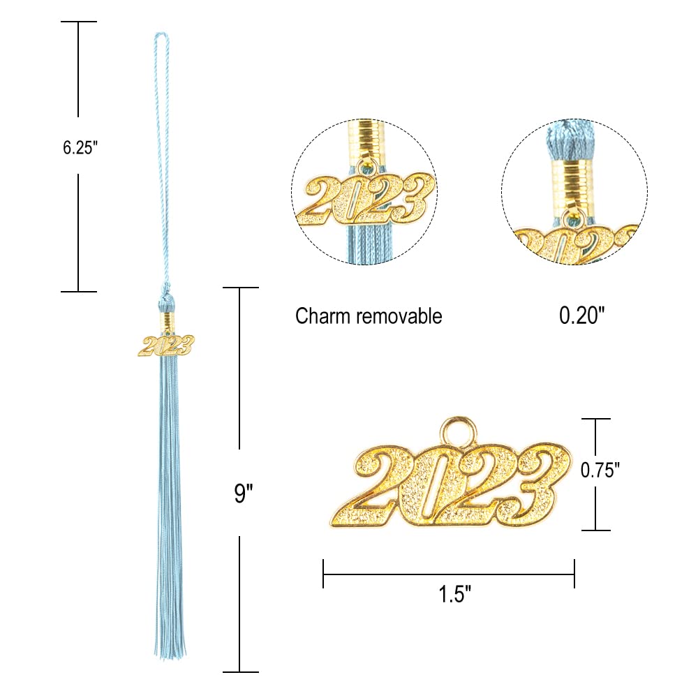 2023 Graduation Tassel Set - 2PCS Classic Graduation Tassels with 2023 Year Charm for Graduation Cap, Commencement Ceremony & Party Decorations - Perfect Graduation Gift for High School & College (Sky Blue)