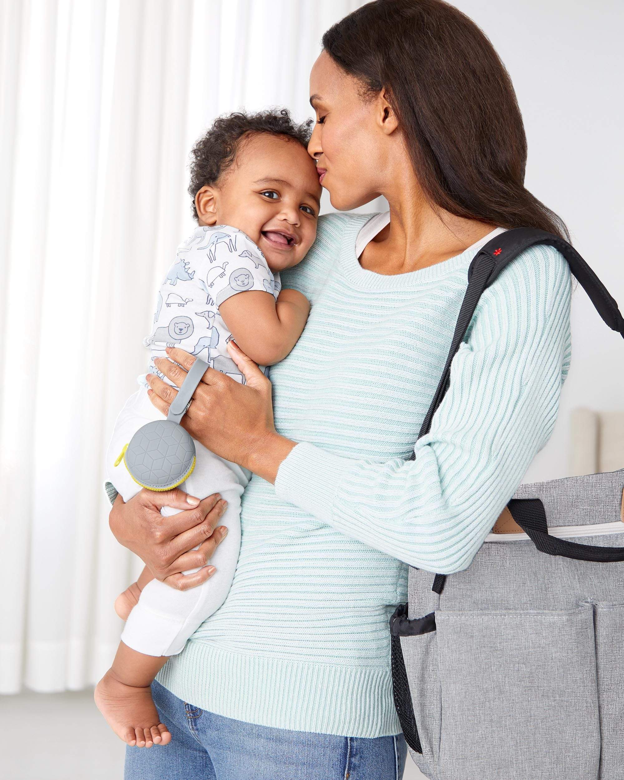 Skip Hop Grab & Go Silicone Pacifier Holder - Baby Pacifier Clip for Stroller, Car Seat & Diaper Bag - BPA-Free Teether Toy for Infants & Toddlers (Perfect for Travel, Daycare & On-the-Go Parents)