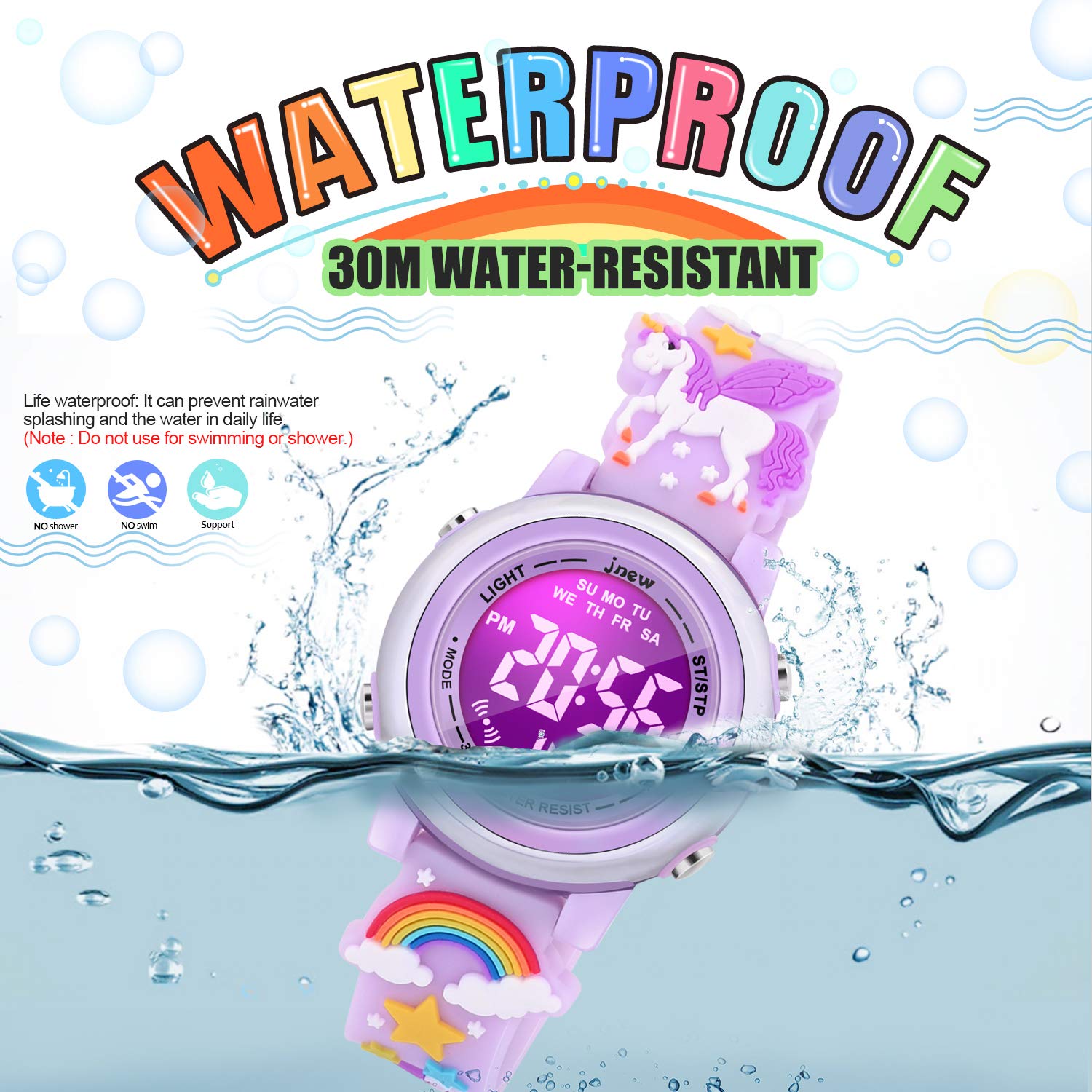 3D Cartoon Waterproof Digital Watches for Girls with Alarm - Best Birthday Gifts for 3-12 Year Old Girls - Perfect for School, Swimming & Outdoor Play