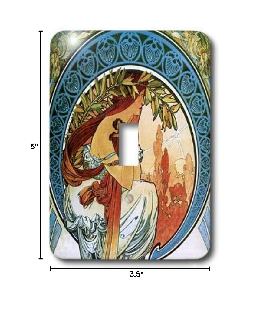3dRose Mucha Muse of Poetry Toggle Switch Cover - Decorative Light Switch Plate for Home, Office & Art Studio Decor