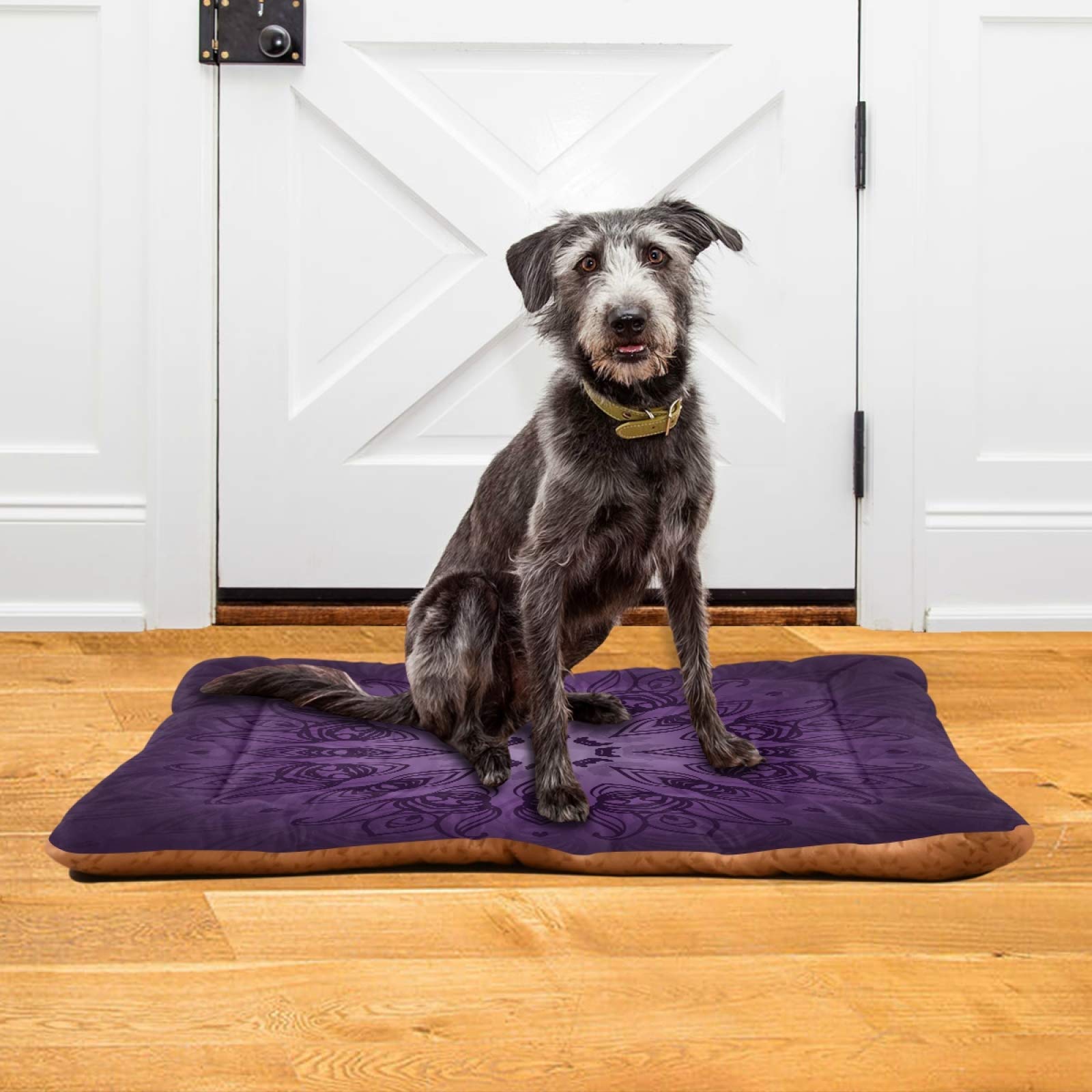 Purple Mandala Pet Bed for Dogs & Cats - Ultra Soft Rectangle Comfort Bed for Small & Medium Pets, Calming & Cozy 24x18 Inch - Perfect for Living Room, Bedroom & Pet Travel