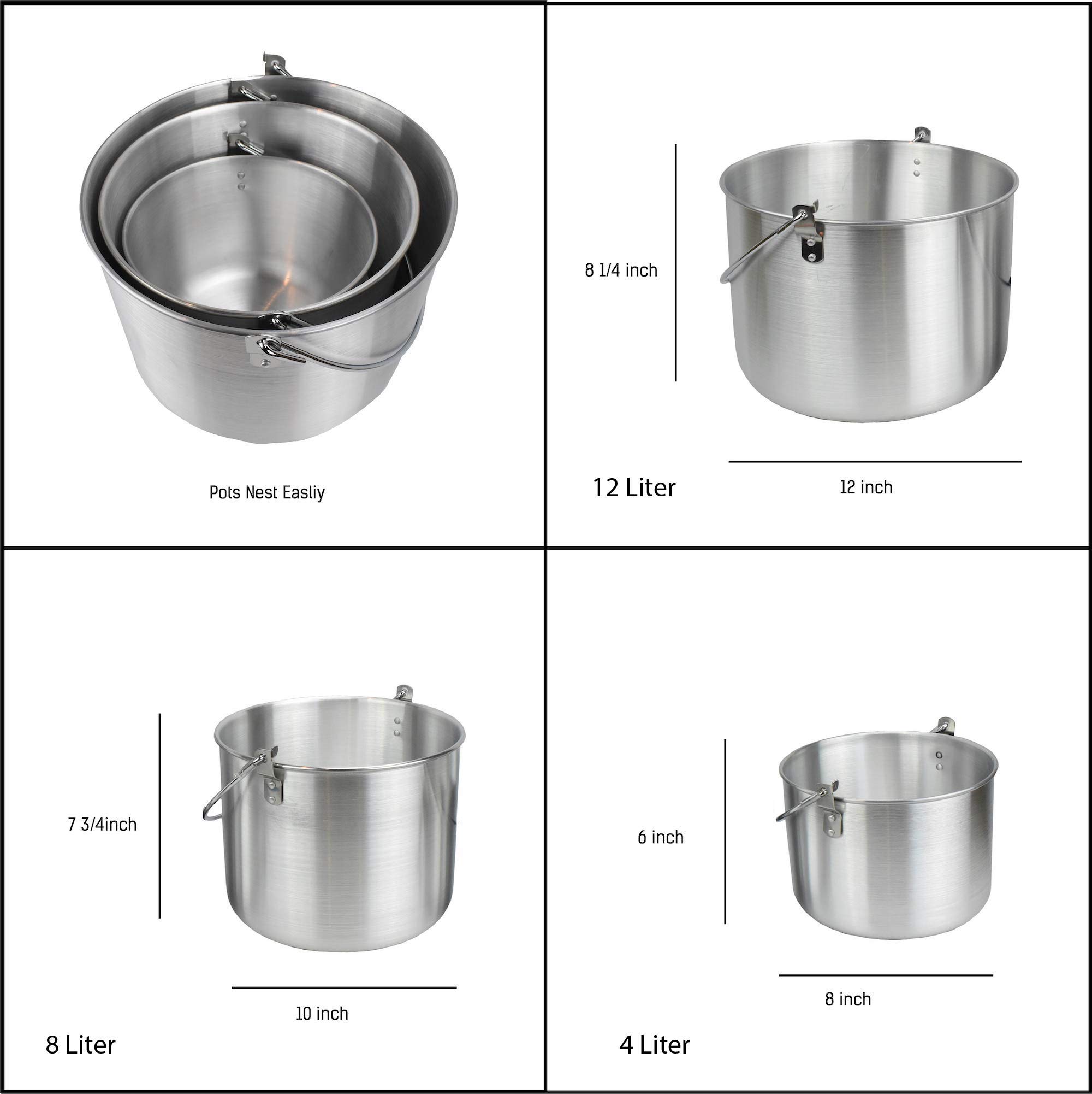 AceCamp® Aluminum Camping Pot with Lid & Handle - Lightweight Cooking Pot for Gas Stoves, Grills & Campfires - Perfect for Backpacking, Hiking & Outdoor Adventures