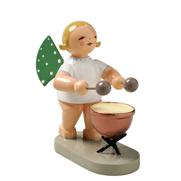 Wendt & Kuhn Angel with Kettle Drum Wooden Figurine - Handcrafted German Christmas Ornament for Tree Decor, Gift & Holiday Collectibles - Perfect for Christmas Decorations, Gift Giving & Home Décor
