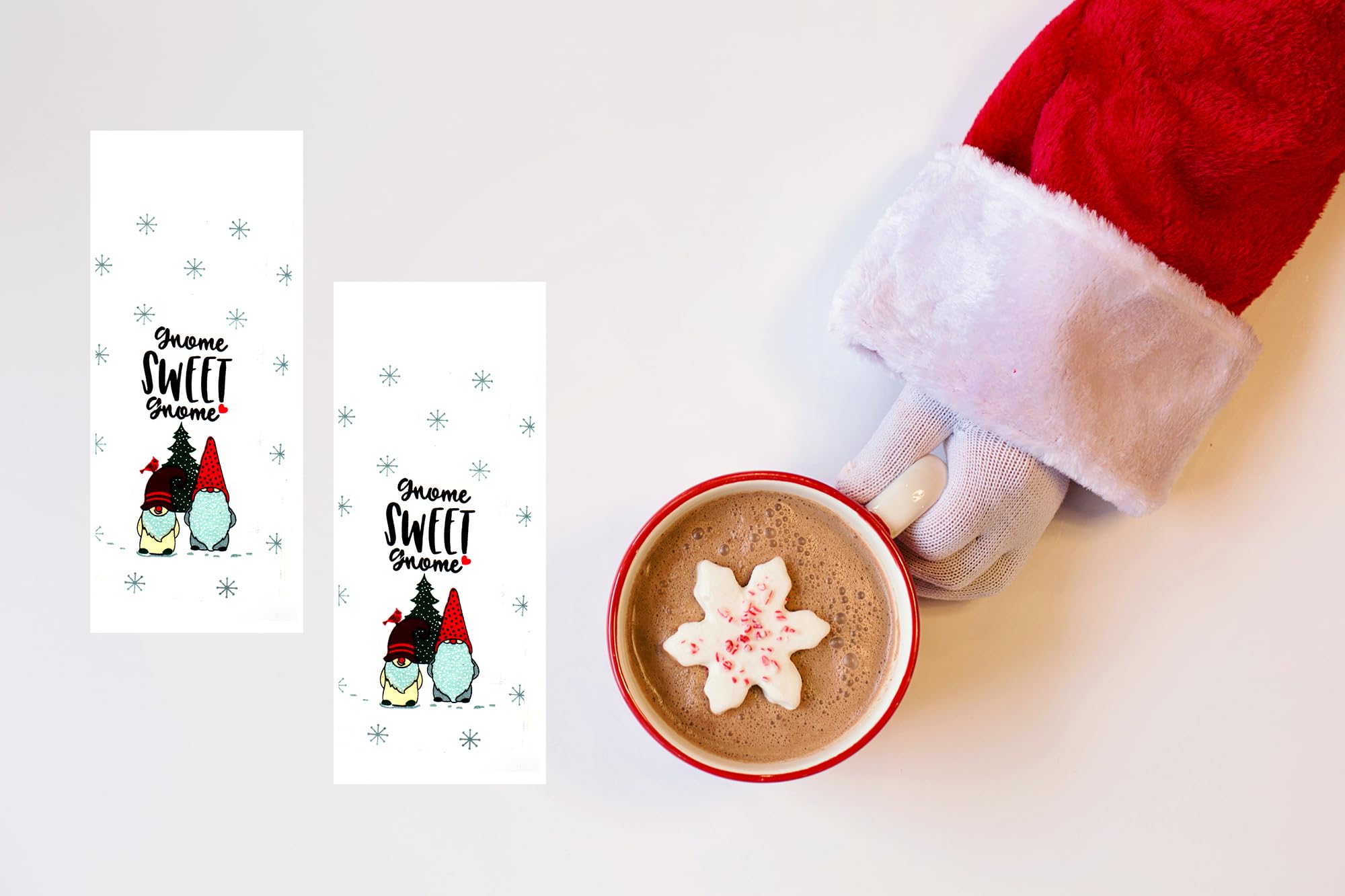 Christmas Gnome Kitchen Towels Set of 2 - Festive Holiday Dish Towels for Baking, Cooking & Decor - Gnome Sweet Gnome Themed Kitchen Decorations for Christmas Party & Home Decor