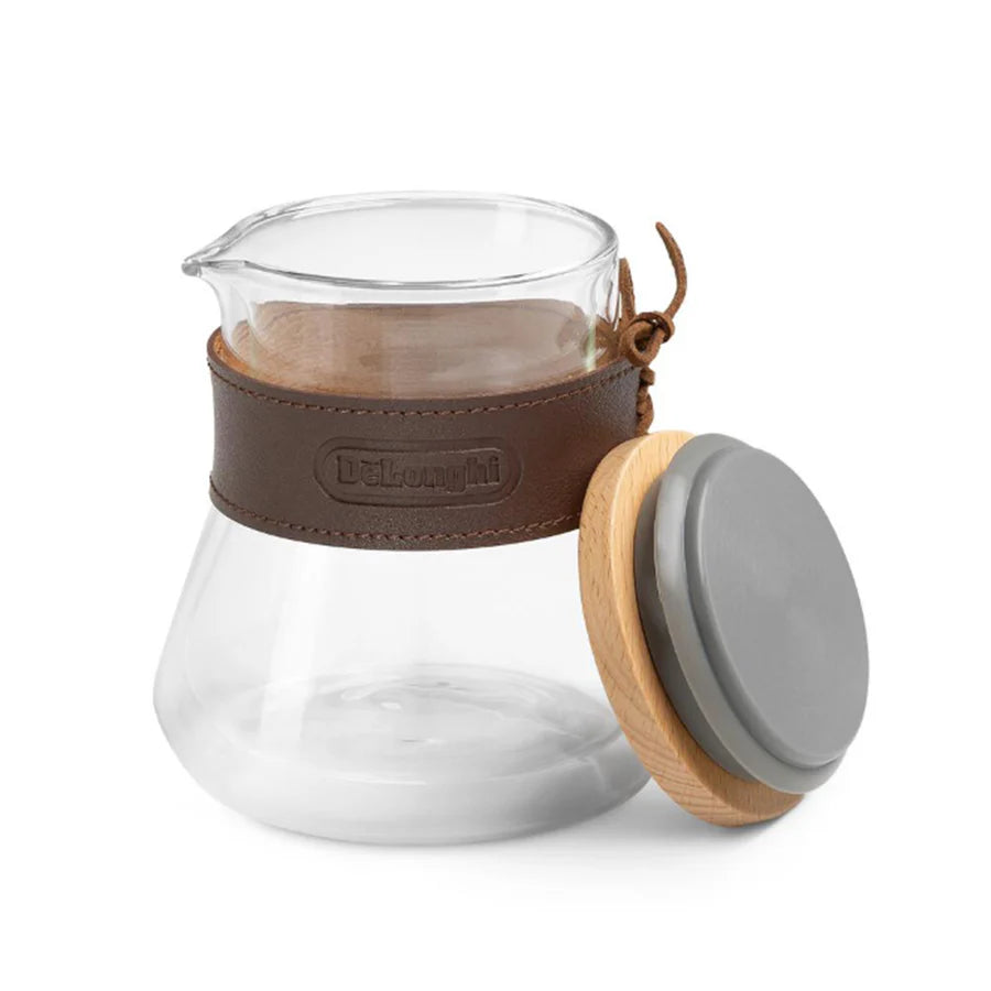 De'Longhi 13oz Double Wall Insulated Glass Carafe - BPA-Free Coffee & Tea Server with Stainless Steel Lid - Perfect for Home, Office & Restaurants (Model DLSC077)