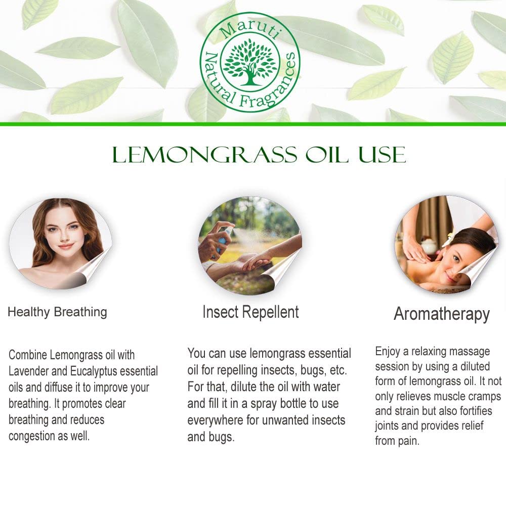 MARUTI 100% Pure Basil & Lemongrass Essential Oil Set - 10ml Each | Undiluted Therapeutic Grade for Diffusers, Aromatherapy, Skin & Hair Care | Stress Relief & Meditation Essential Oils | Cruelty-Free Natural Fragrances for Home Spa & Wellness
