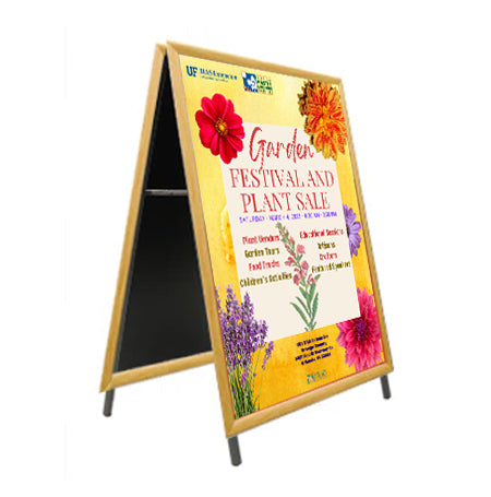 12x36 Wooden A-Frame Sign Holder with 1 1/4