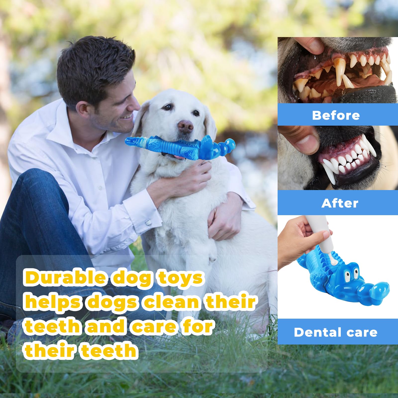 Indestructible Dog Chew Toys for Aggressive Chewers - Durable Large Breed Dog Toys for Medium & Big Dogs - Tough Blue Chewing Toy to Keep Pets Busy & Happy - Perfect for Playtime, Training & Anxiety Relief