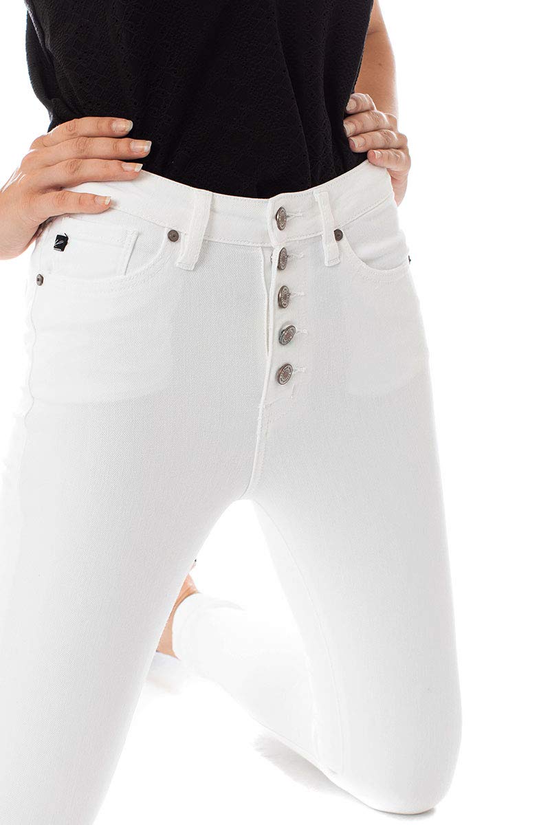 Kan Can Women's High Rise Button Fly Distressed Super Skinny Jeans - Trendy Stretch Denim Pants for Casual Outfits & Night Out