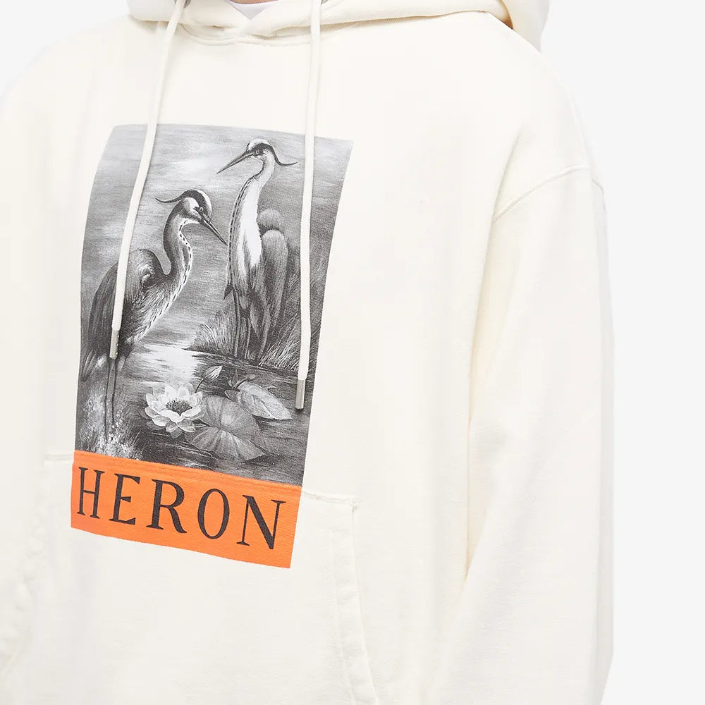Heron Preston White Heron Print Hoodie for Men & Women - Stylish Streetwear Pullover for Casual Outfits & Urban Fashion