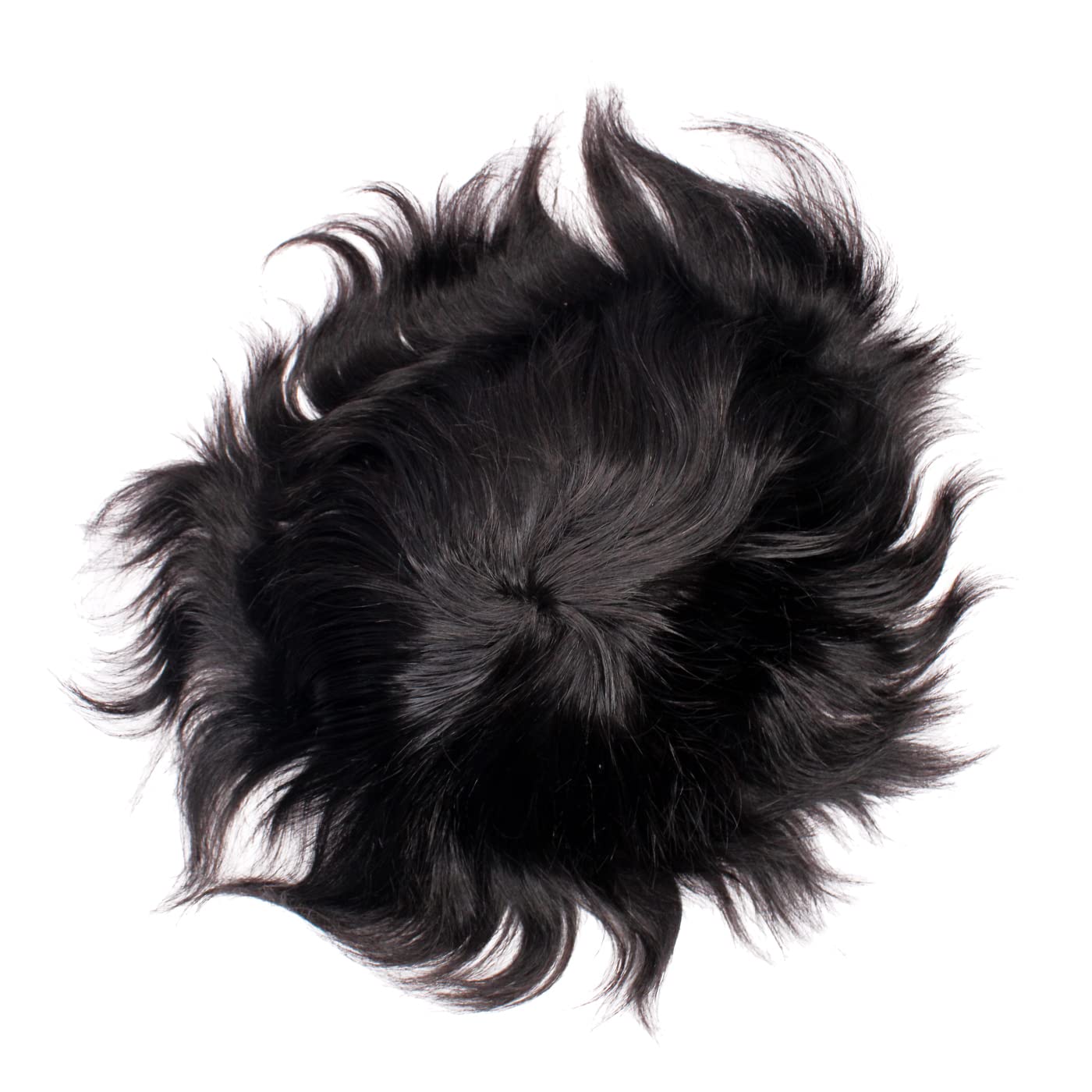 Majik USA Monofilament Hair Patch for Men - Natural Black 8X6 Toupee with Hair Brush, 4 Clips & 1 Tape | Realistic Hair Replacement System for Thinning Hair | Perfect for Daily Wear, Special Occasions & Confidence Boosting