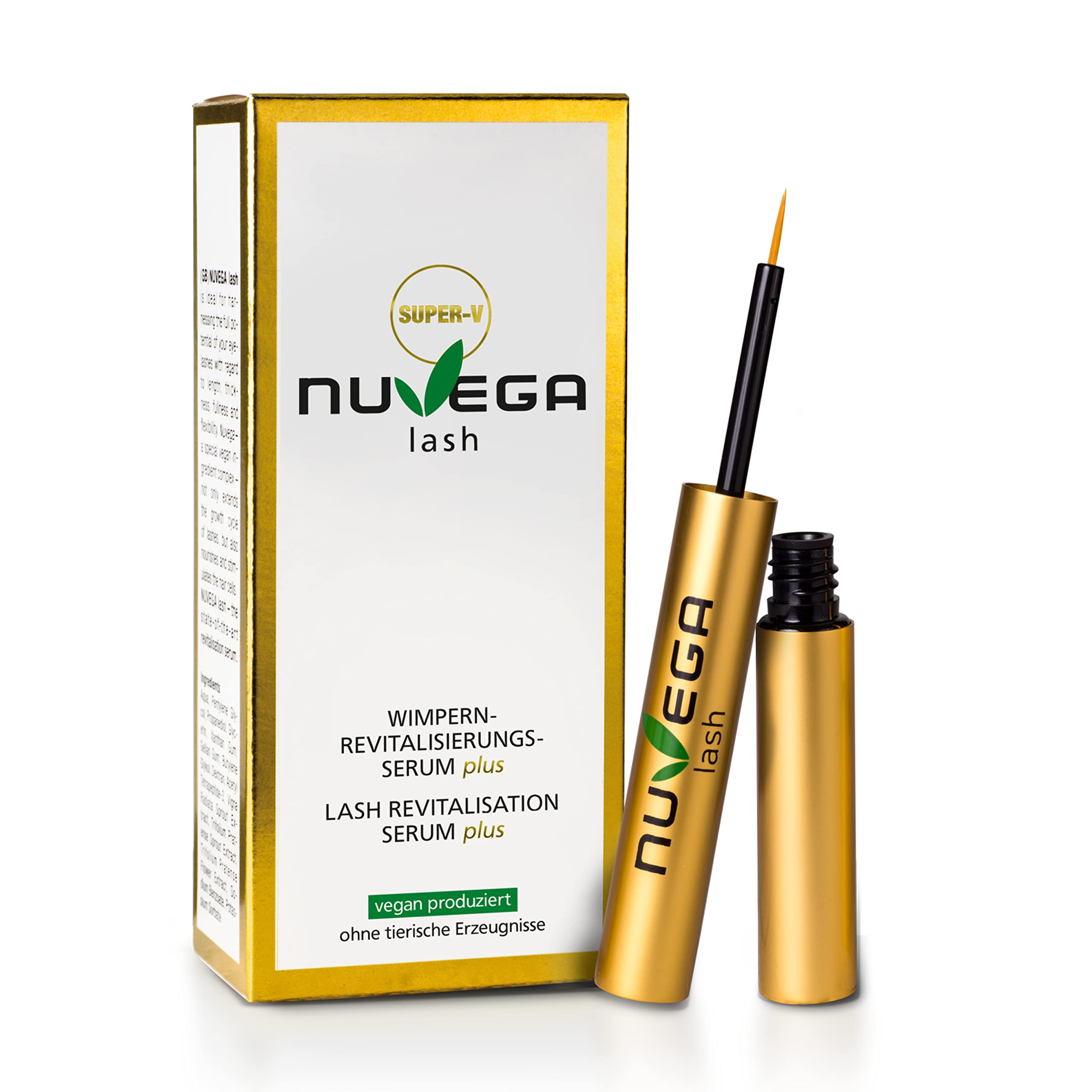 NuVega Lash Eyelash & Eyebrow Growth Serum - Vegan, Cruelty-Free, Made in Germany (3ml) for Longer, Thicker Lashes & Brows - Perfect for Daily Use & Special Occasions