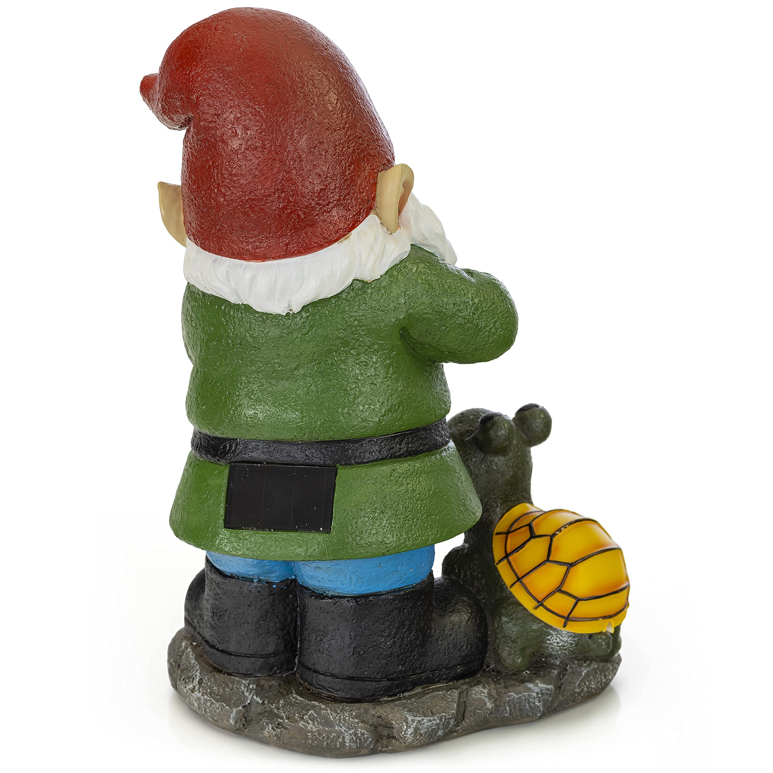 VP Home Solar Powered LED Fiddler Gnome with Glowing Turtle - Outdoor Garden Decor Light for Yard, Pathway & Patio - Weatherproof Gnome Statue Gift for Christmas, Birthday & Home Decoration
