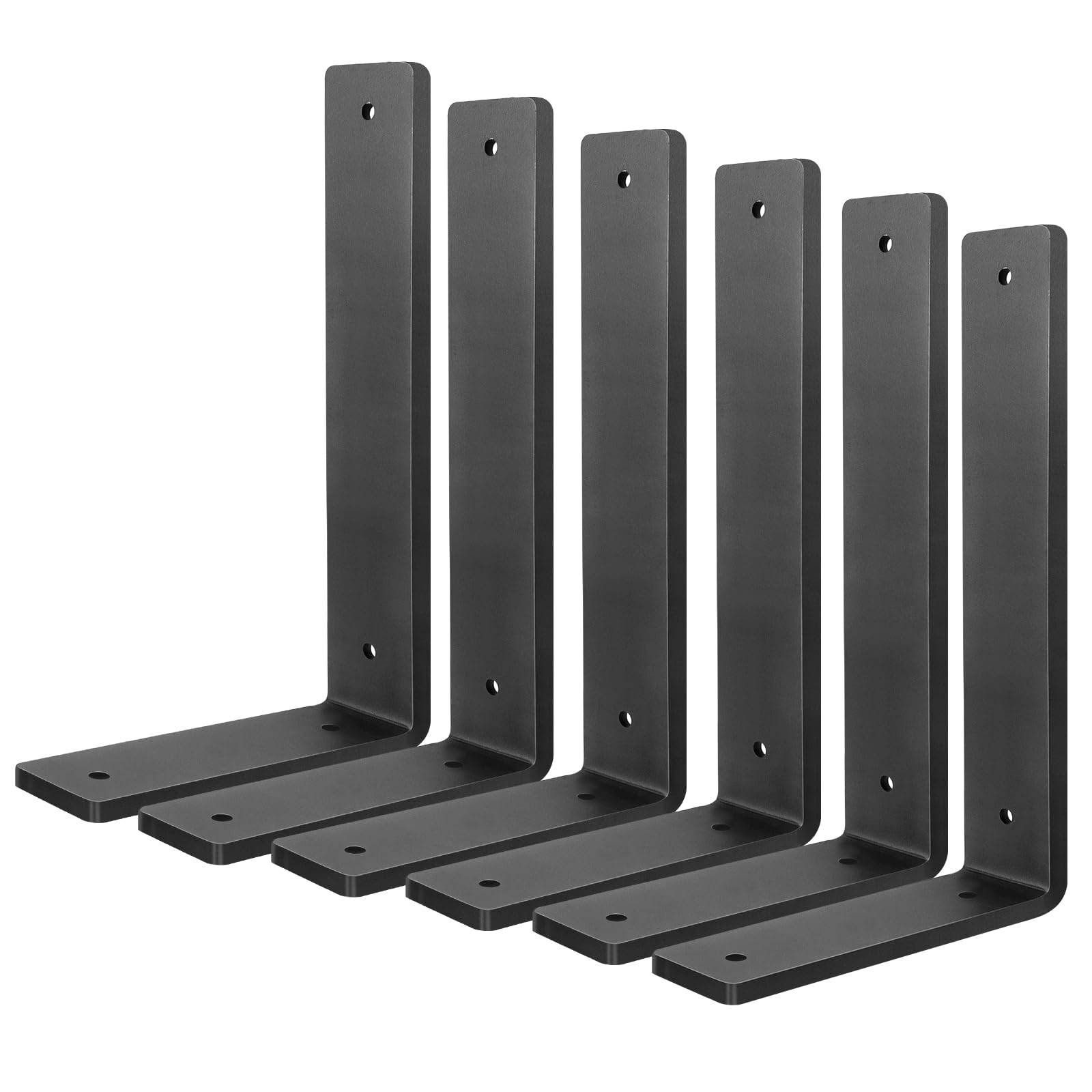 Heavy Duty 8 Inch Shelf Brackets (6 Pack) - Rustic L-Shaped Floating Shelf Brackets for Wall Mounting - DIY Home Decor with Mounting Hardware - Perfect for Living Room, Kitchen & Bathroom Storage