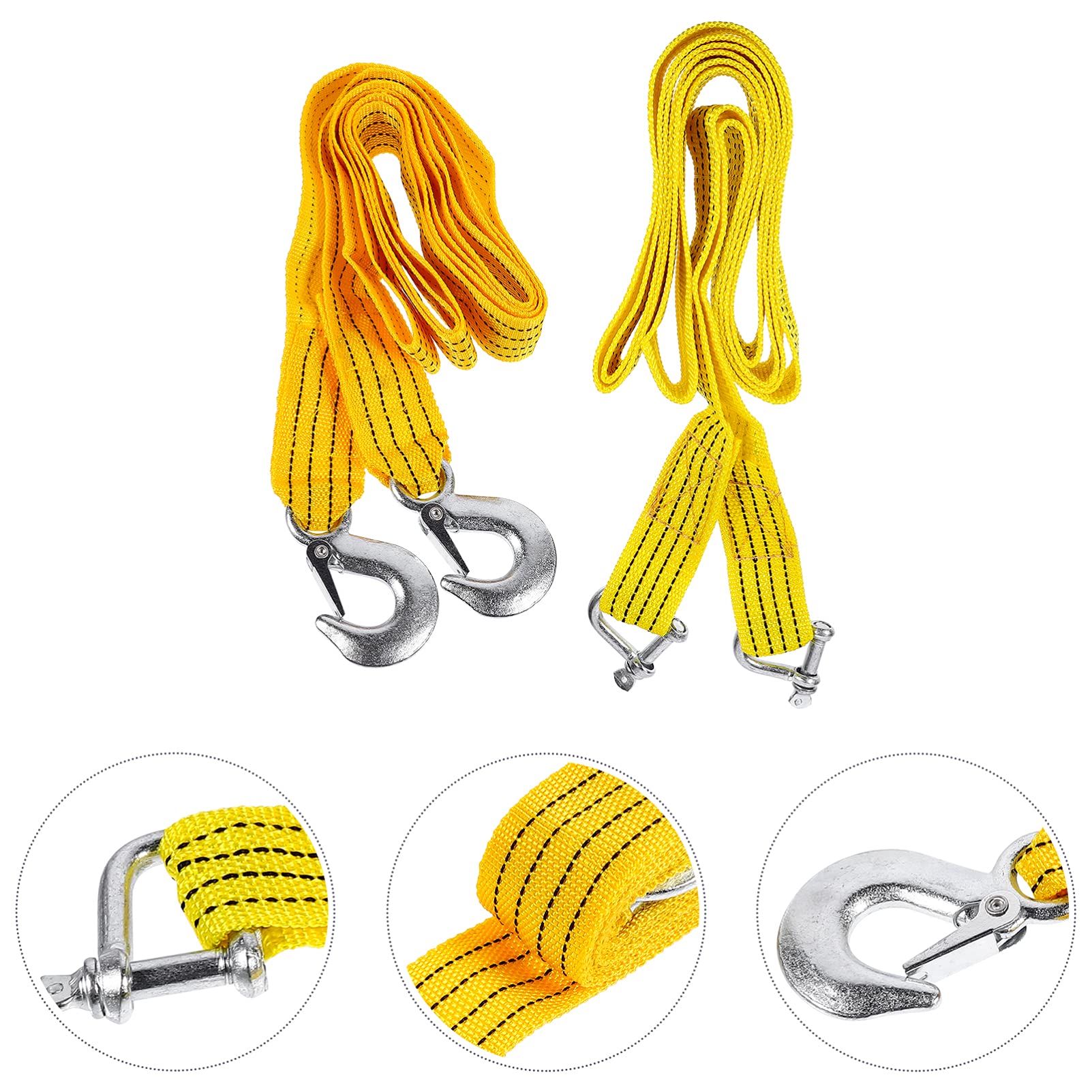2-Pack Heavy Duty Nylon Tow Rope with Hooks - 20,000 lbs Capacity Emergency Recovery Strap for Cars, Trucks & Trailers - Perfect for Off-Roading, Towing & Vehicle Recovery Scenarios